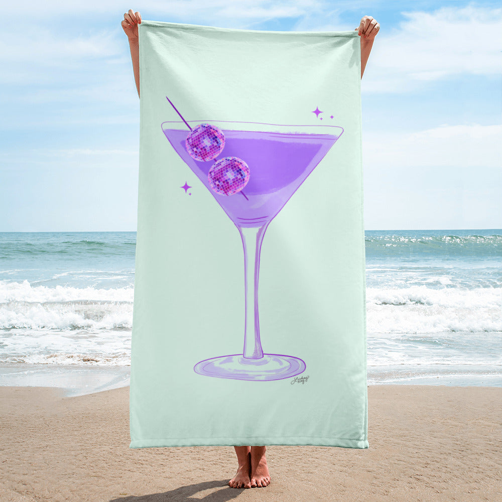 martini disco balls beach towel bachelorette lindsey kay co