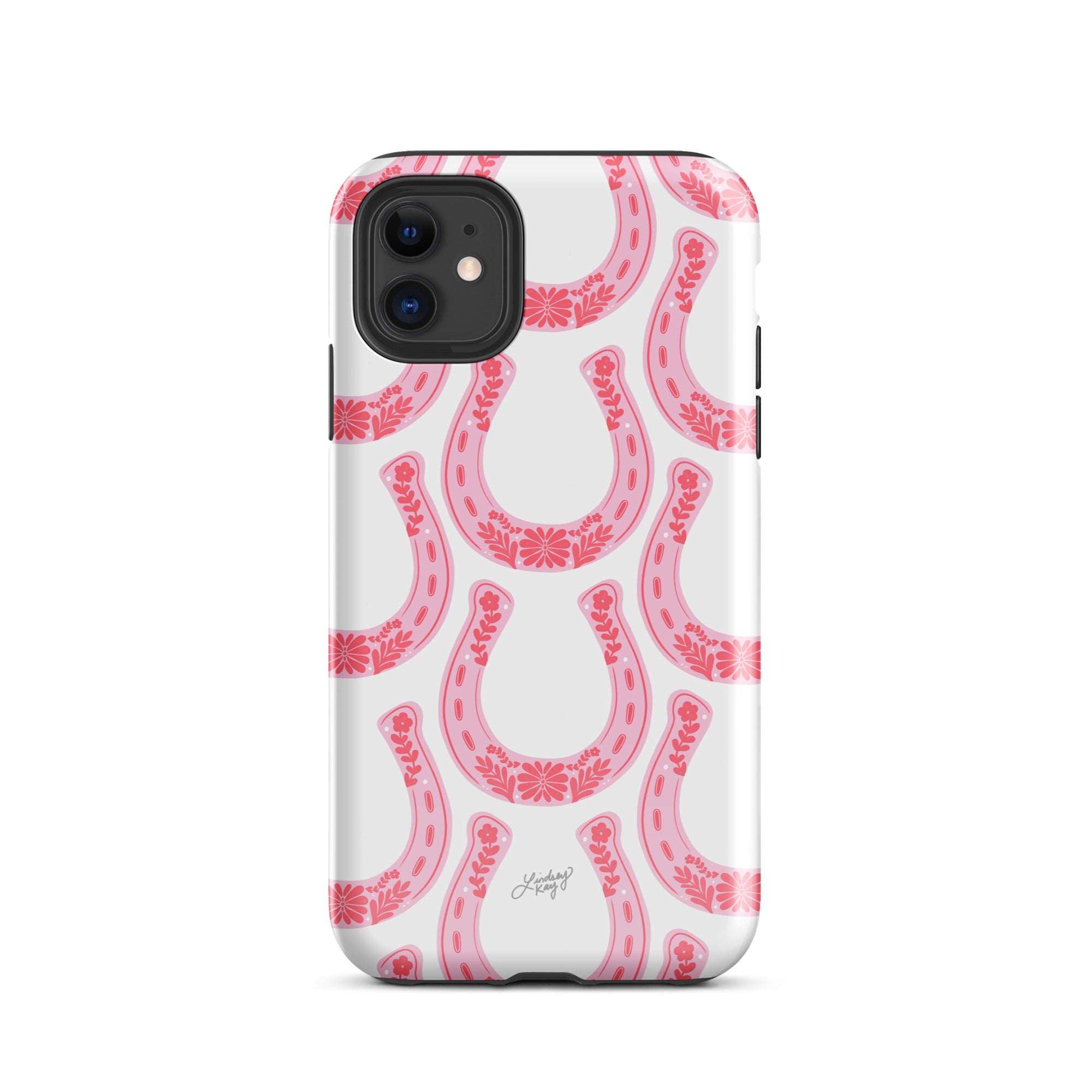 Pink Floral Horseshoe Pattern - Tough Case for iPhone®