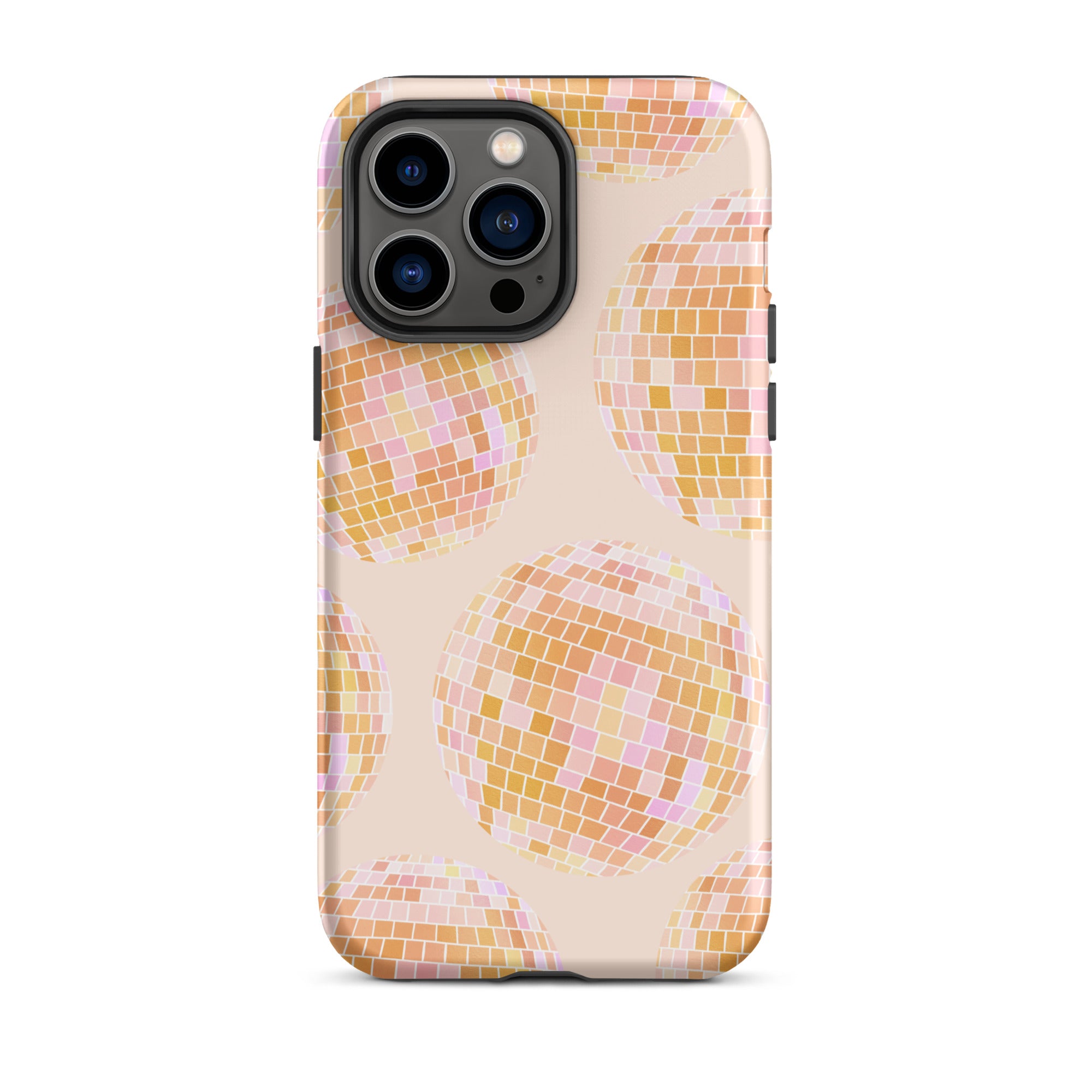 yellow disco balls pattern illustration retro iphone 15 case cover mobile phone lindsey kay collective