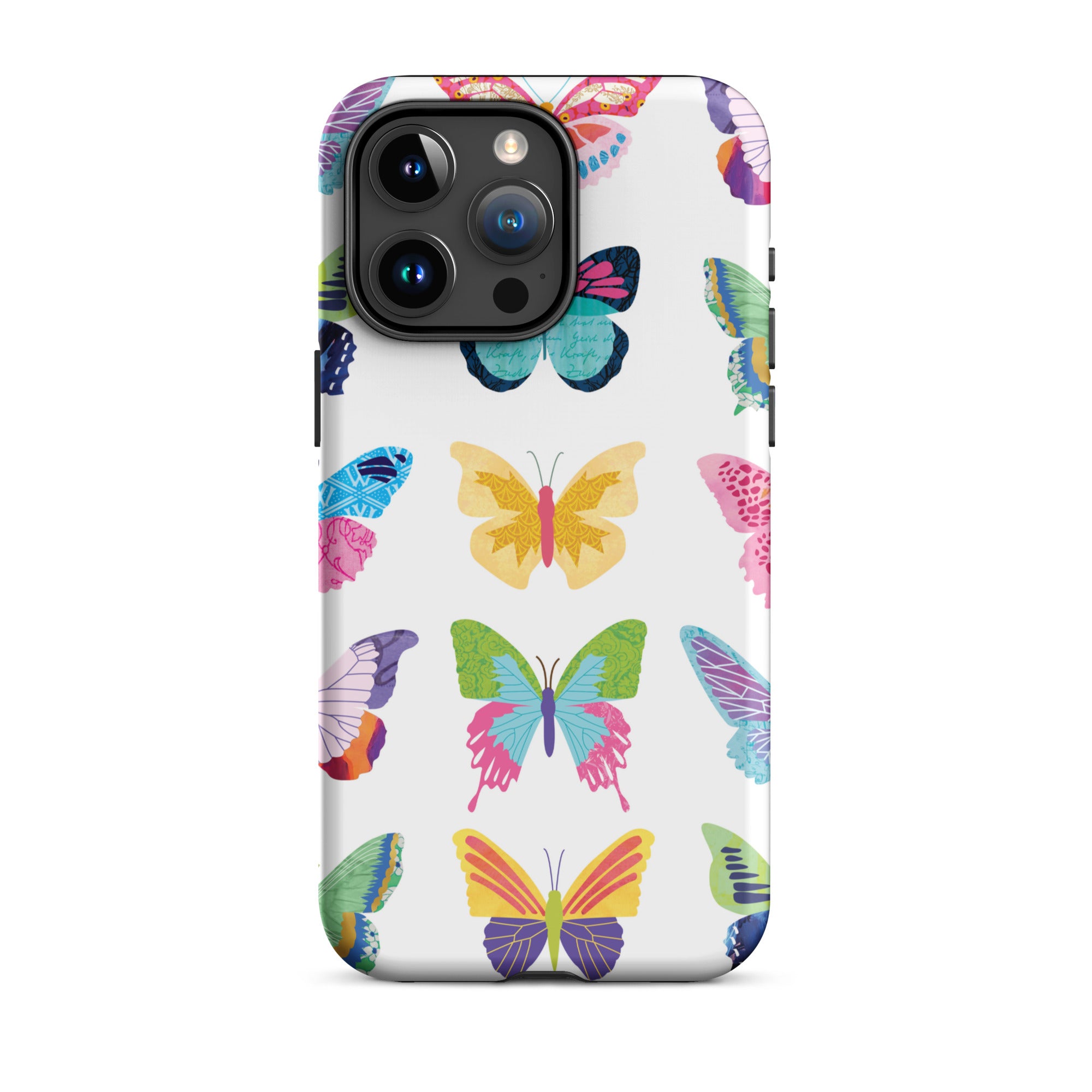 colorful butterflies illustration collage pattern bright trendy cute iphone 15 case phone cover mobile accessories lindsey kay collective