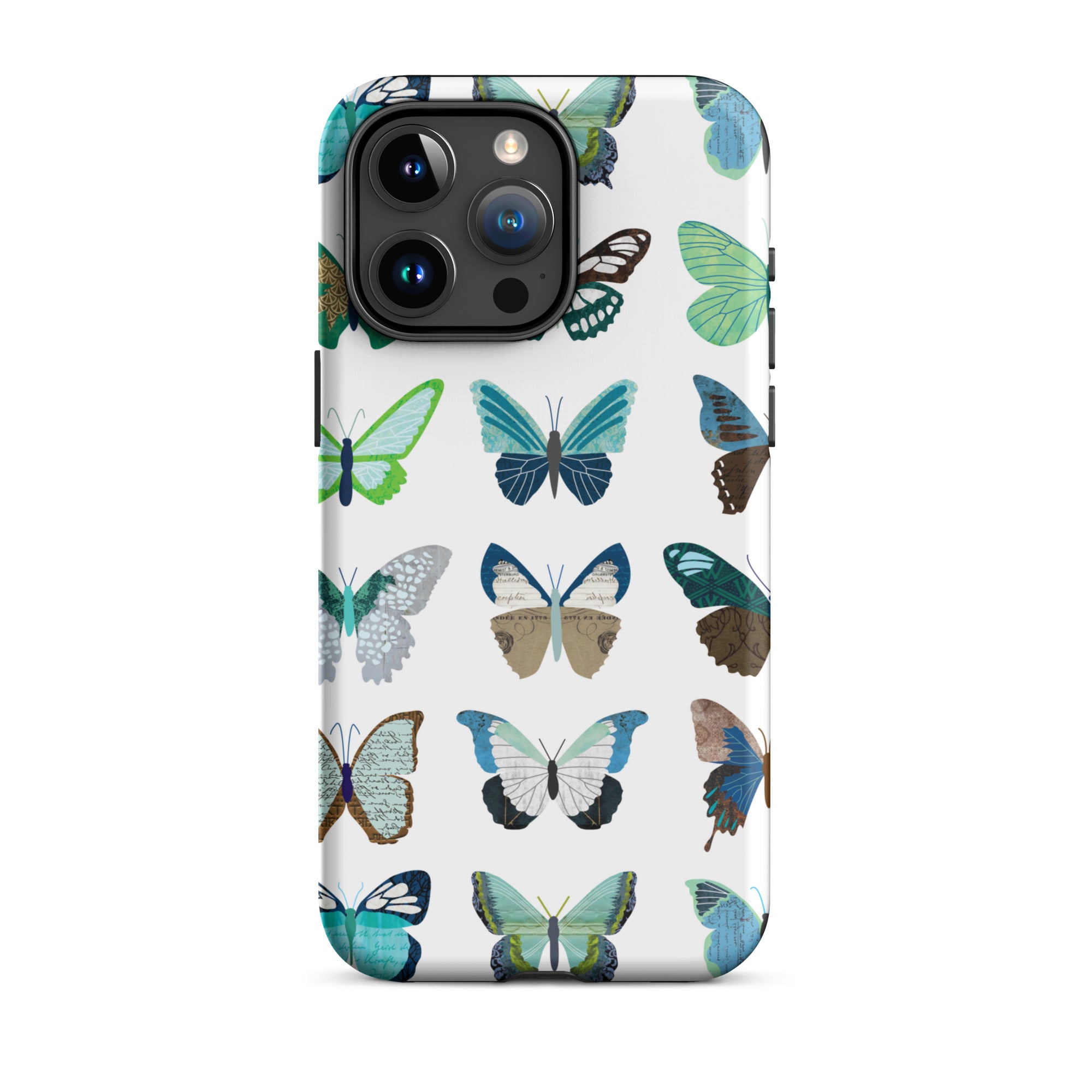 green blue butterflies pattern illustration iphone 15 phone case cover