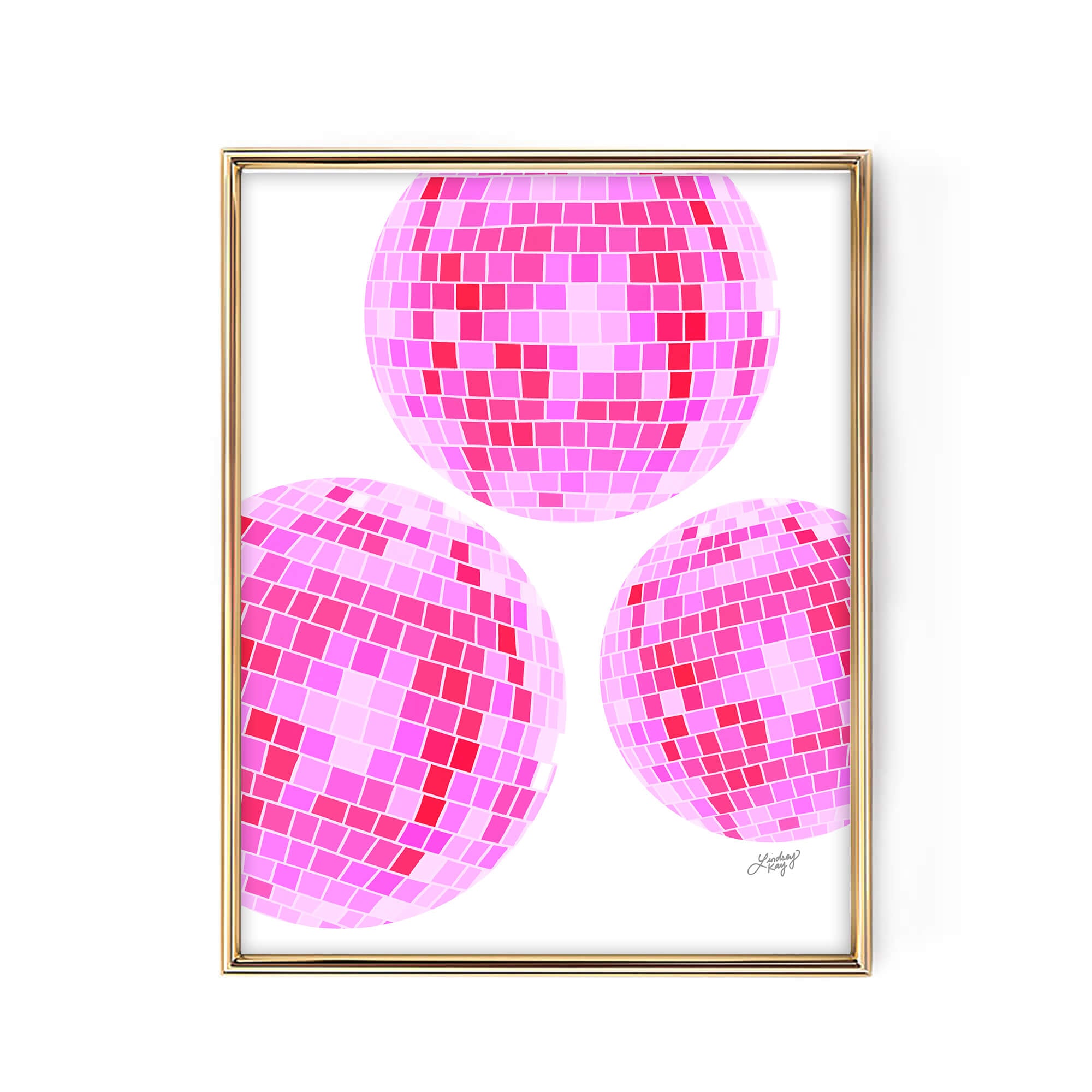 Disco Ball Wall Art, Pink Disco Ball Poster, Pink Wall Decor, Hot