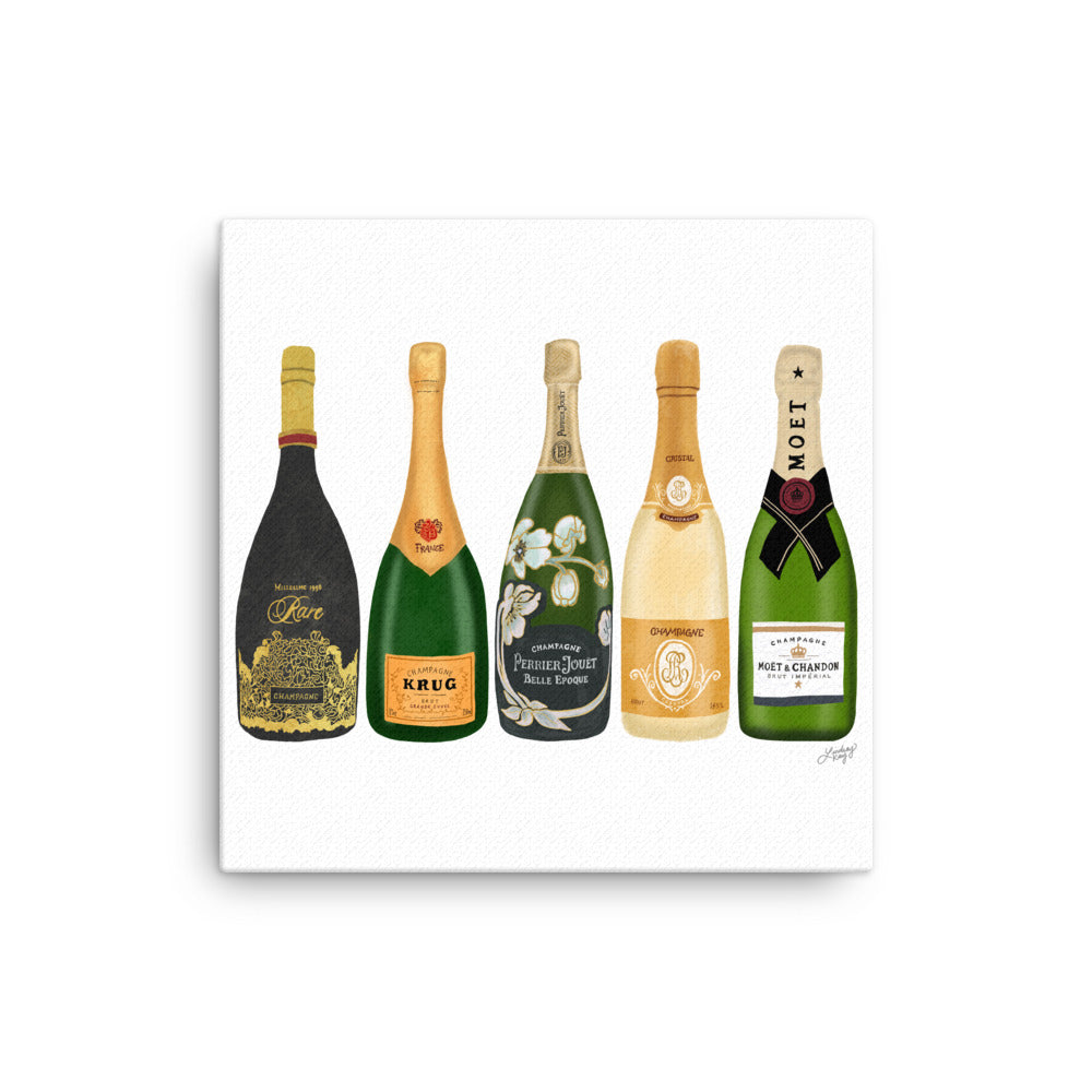 Champagne Bottles Illustration - Canvas