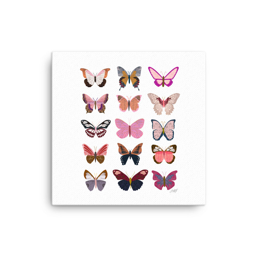 Pink Butterflies Collage - Canvas