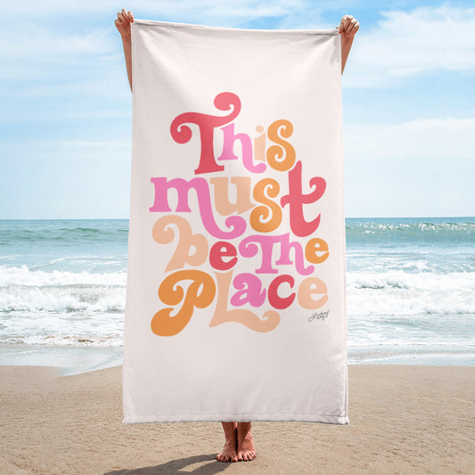 pink, this must be the place, talking heads, beach towel