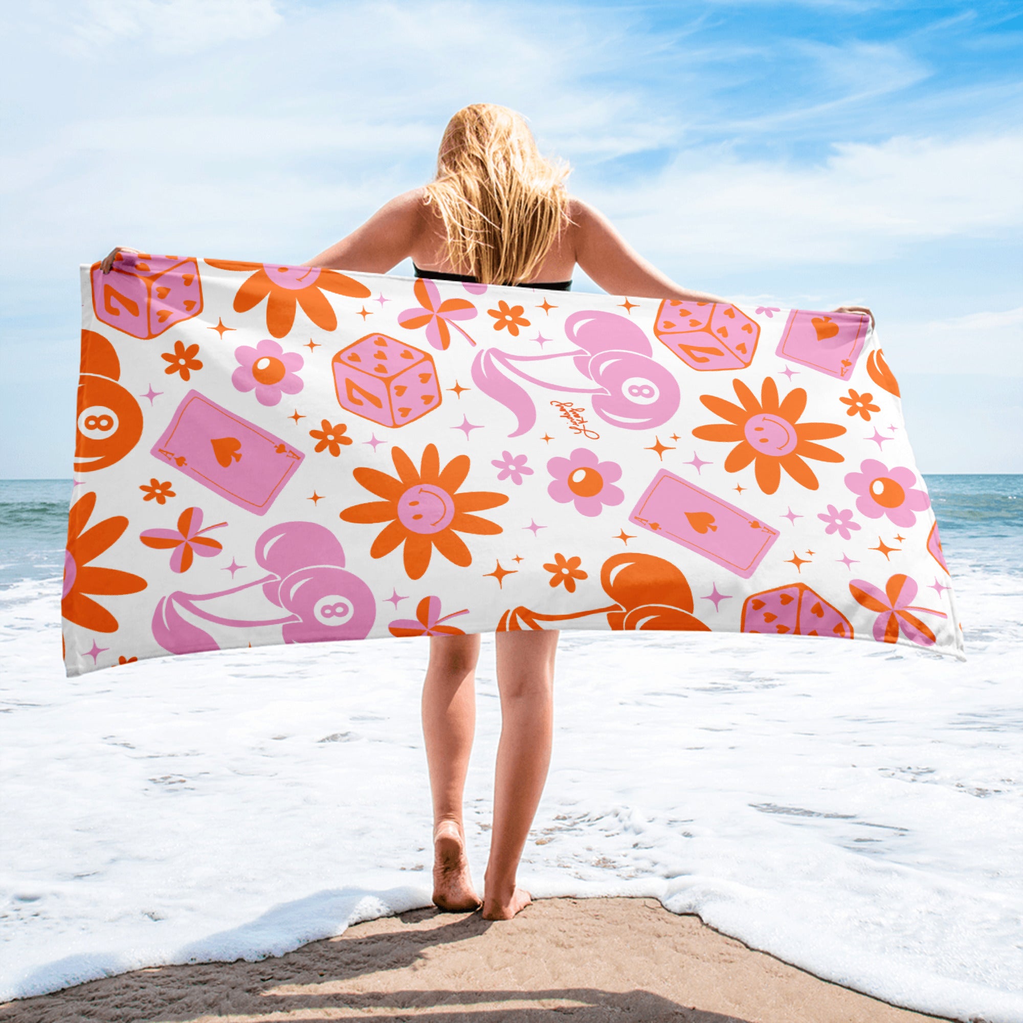 Retro Y2K Design - Beach Towel