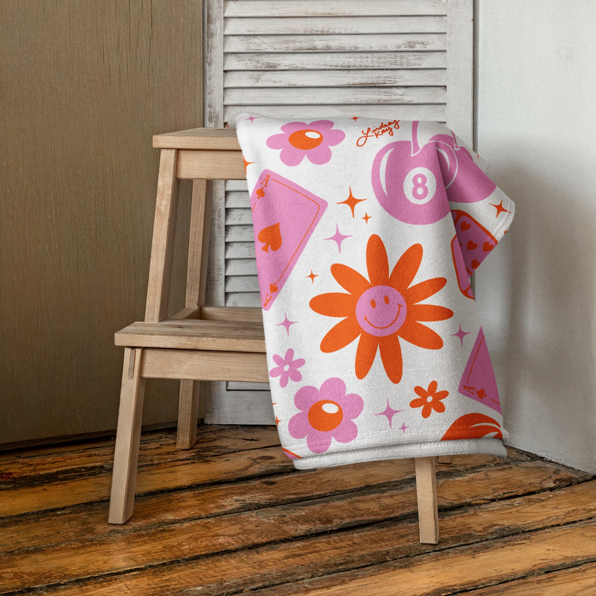 Retro Y2K Design - Beach Towel