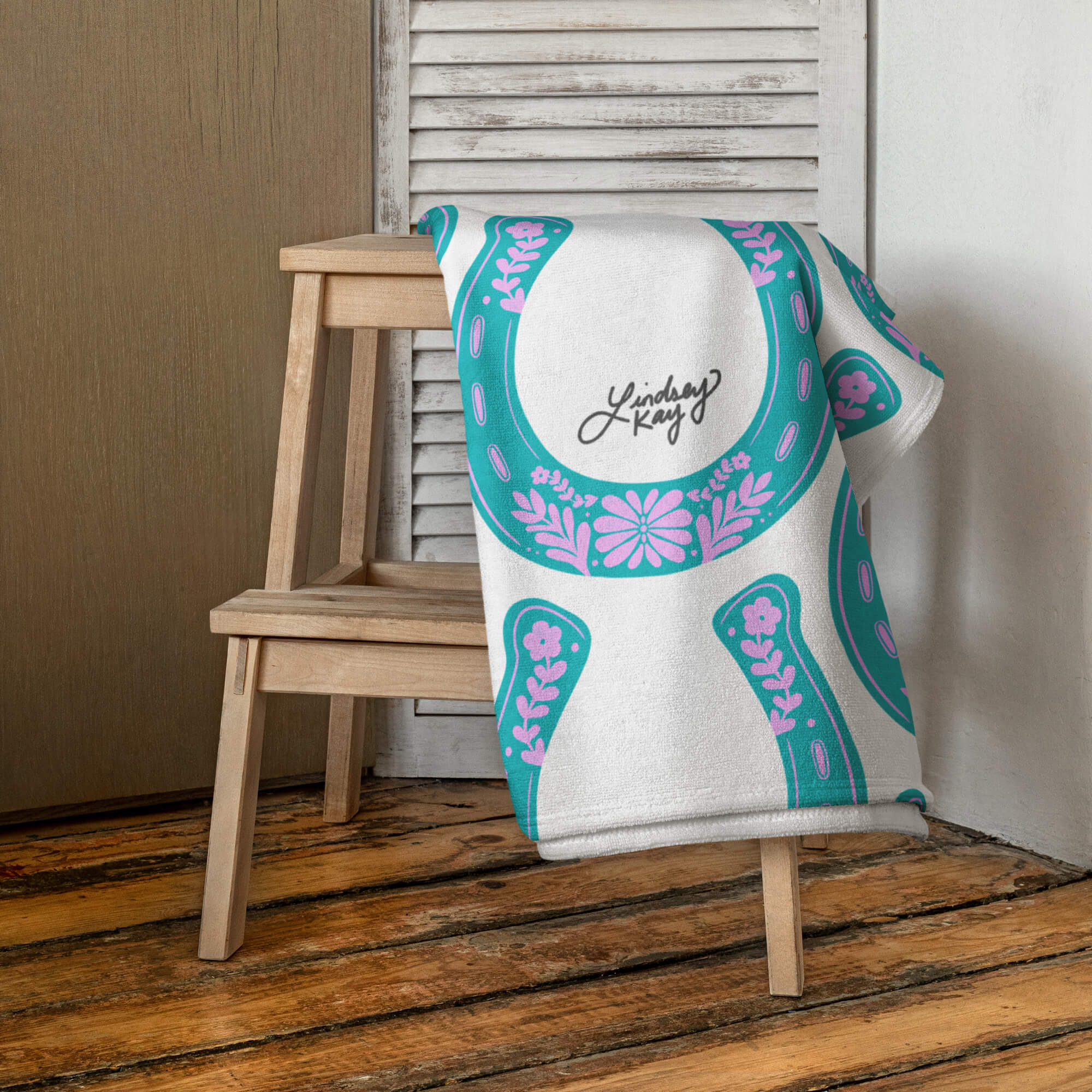 Western Turquoise Horseshoes - Beach Towel - Lindsey Kay Collective