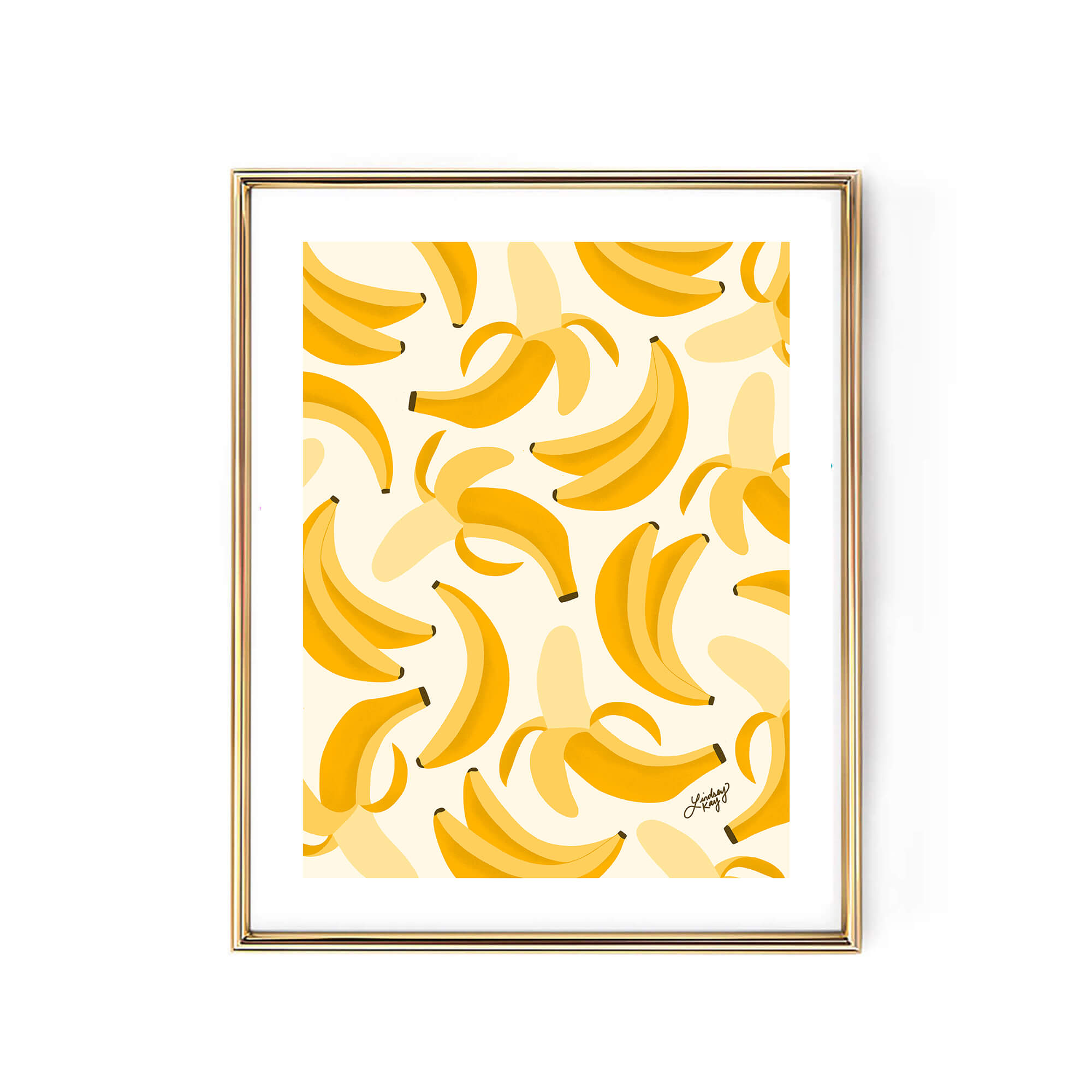 banana bananas illustration drawing art print wall decor poster kitchen-decor cute trendy lindsey kay collective