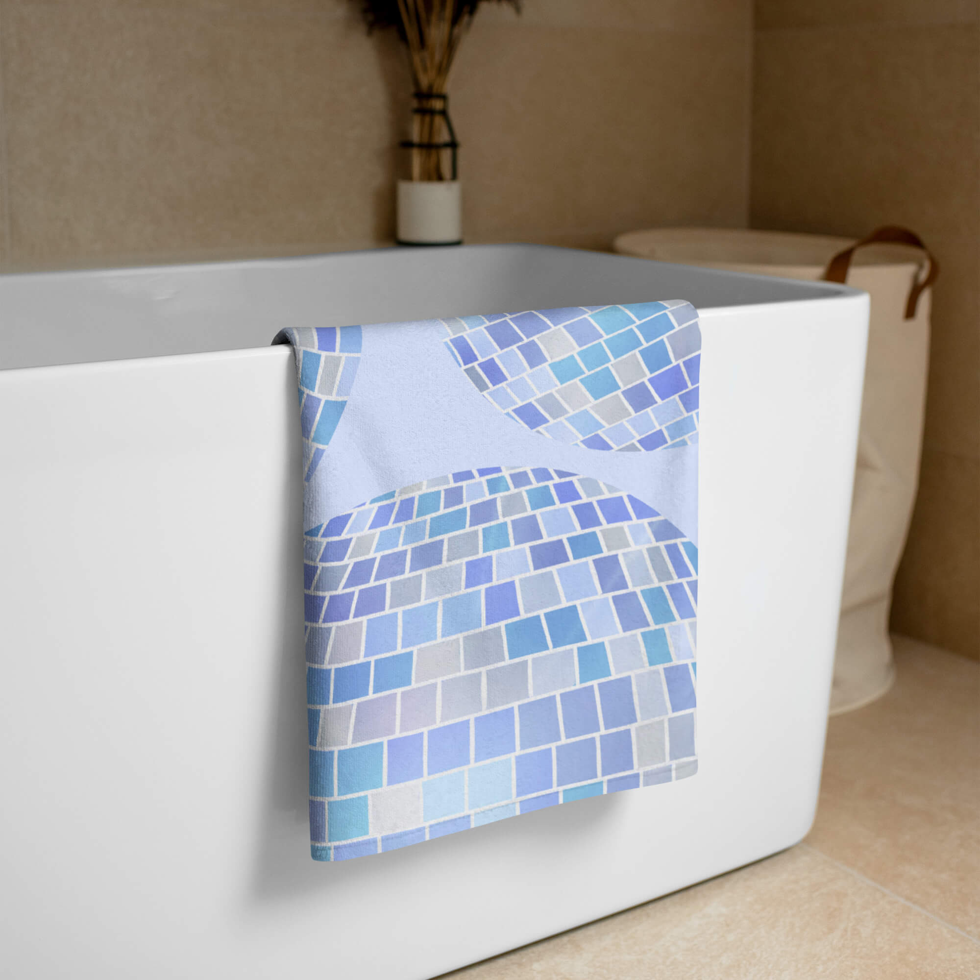 Ilustración de bolas de discoteca azules - Toalla de playa