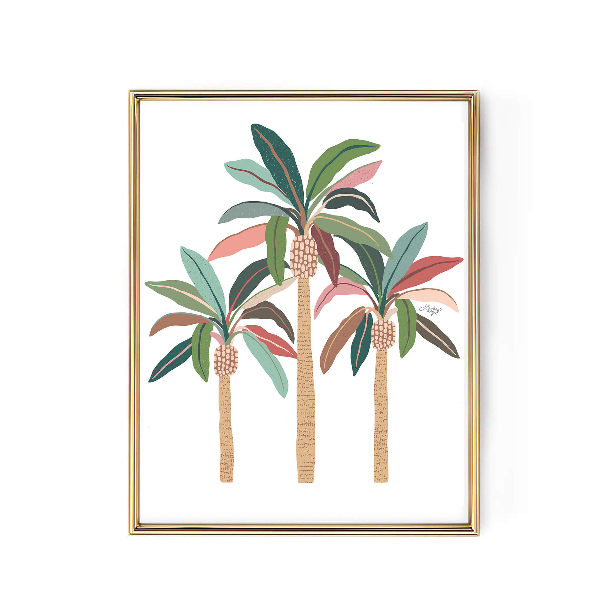 Ilustración de palmeras (paleta neutra) - Impresión de arte