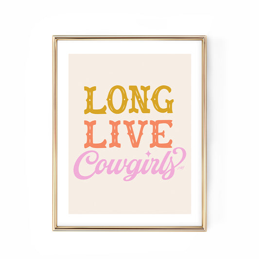 Long live cowgirls art print poster wall-art western cute trendy sorority lindsey kay collective