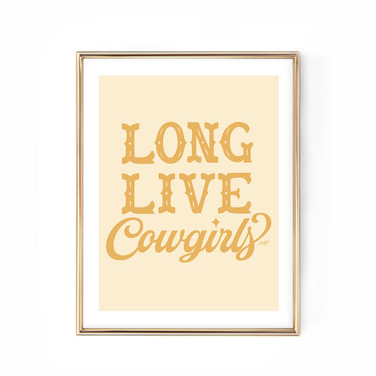 Long live cowgirls art print poster wall-art western cute trendy sorority lindsey kay collective