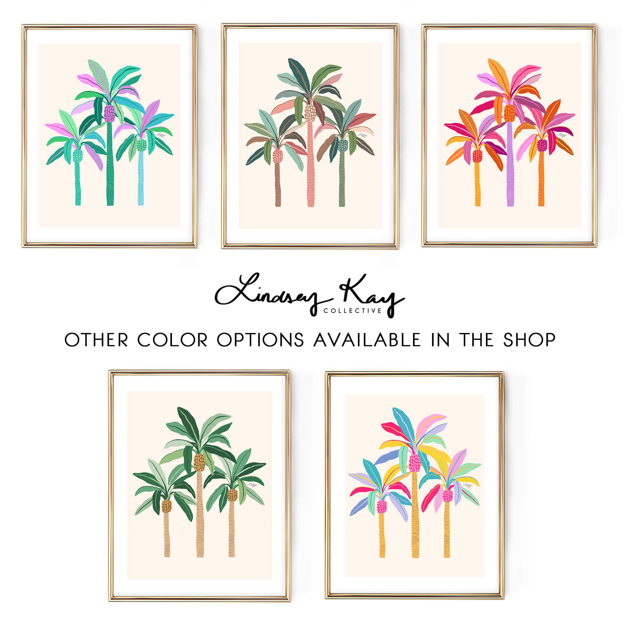 Ilustración de palmeras (paleta cálida) - Impresión de arte