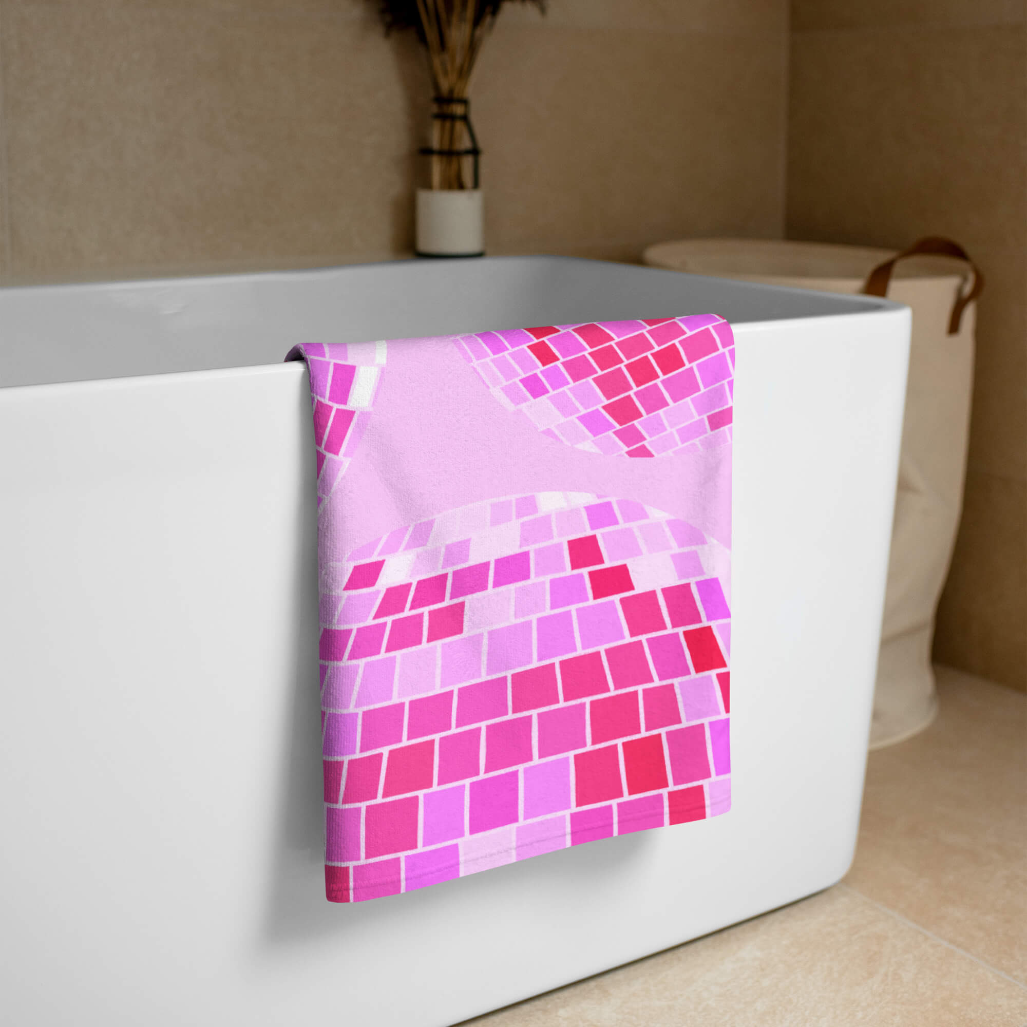 Illustration de boules disco roses - Serviette de plage