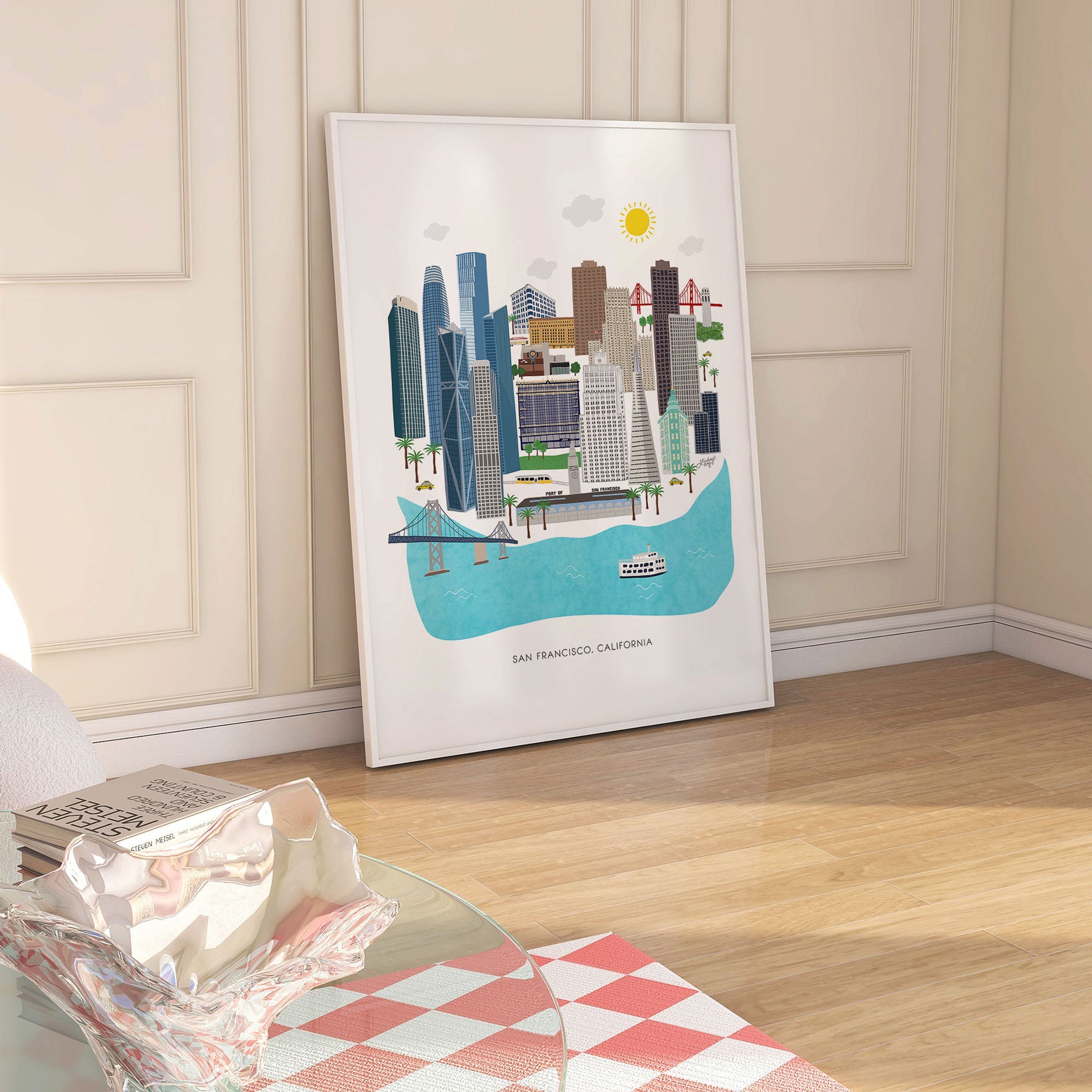 Hand-illustrated San Francisco skyline art print by Lindsey Kay Collective – downtown cityscape wall art – perfect for California homes, offices, or gallery walls – modern detailed line art printed on enhanced matte paper with vibrant inks – available in multiple sizes