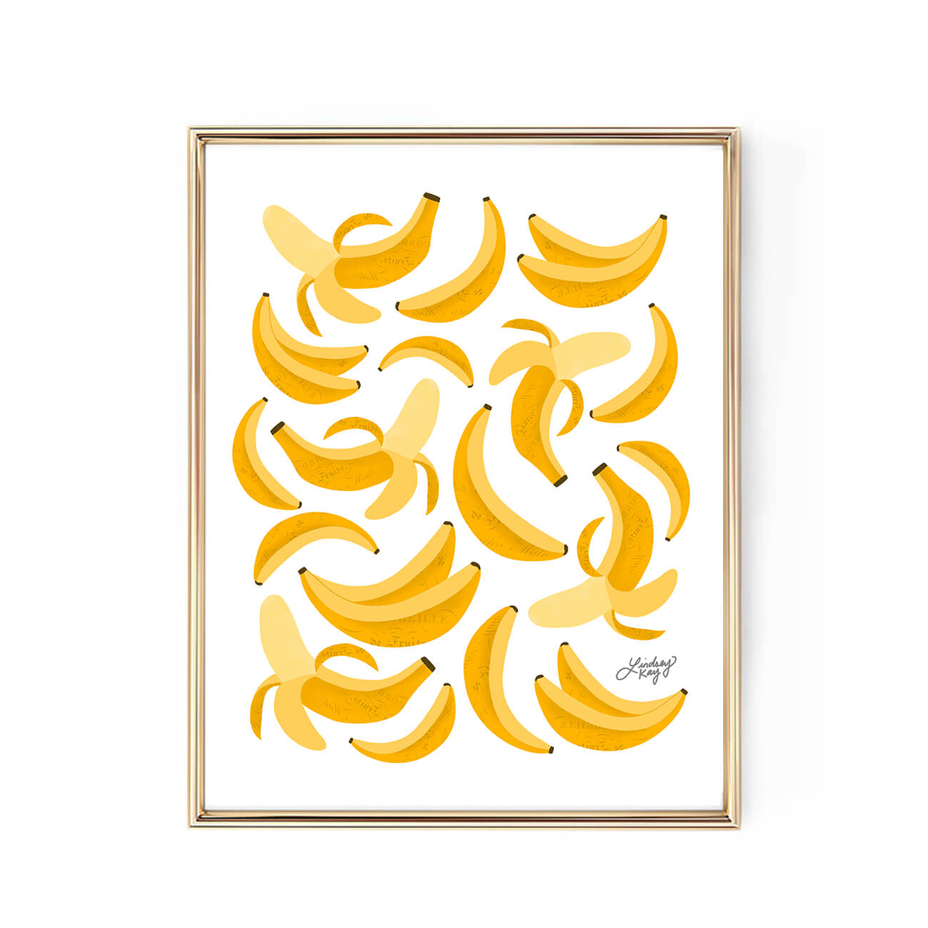 bananas art print poster wall-art fruit kitchen decor illustration collage lindsey kay collective