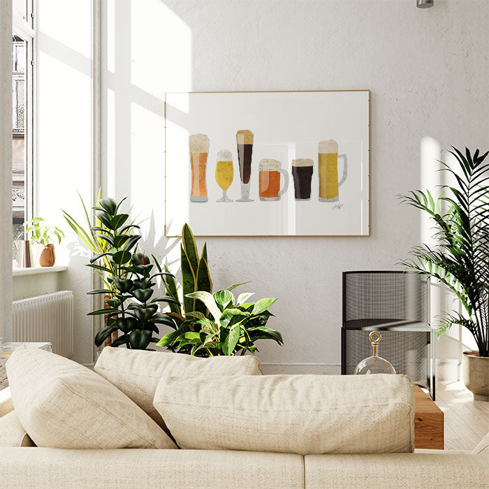 Beer Glasses Illustration - Art Print