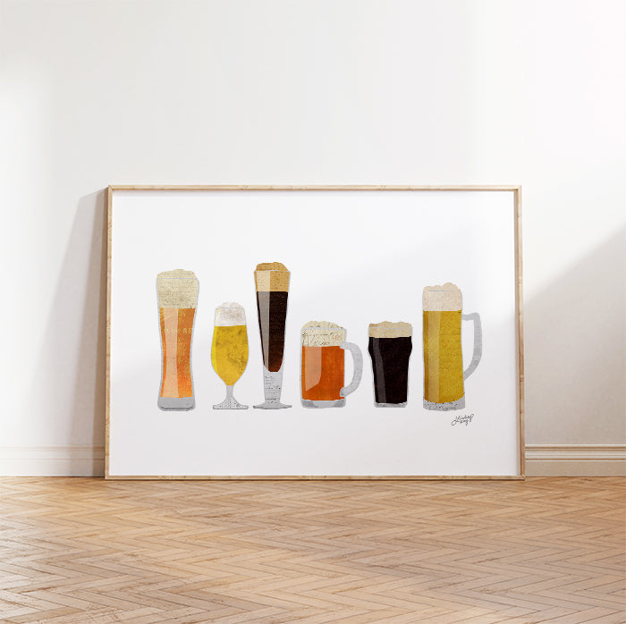 Beer Glasses Illustration - Art Print - Lindsey Kay Collective