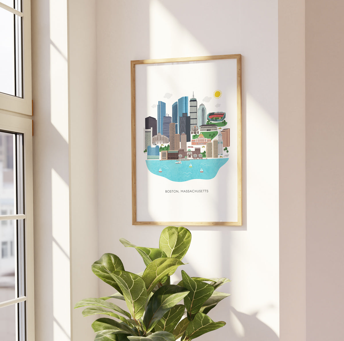 Boston Skyline Illustration - Art Print - Lindsey Kay Collective