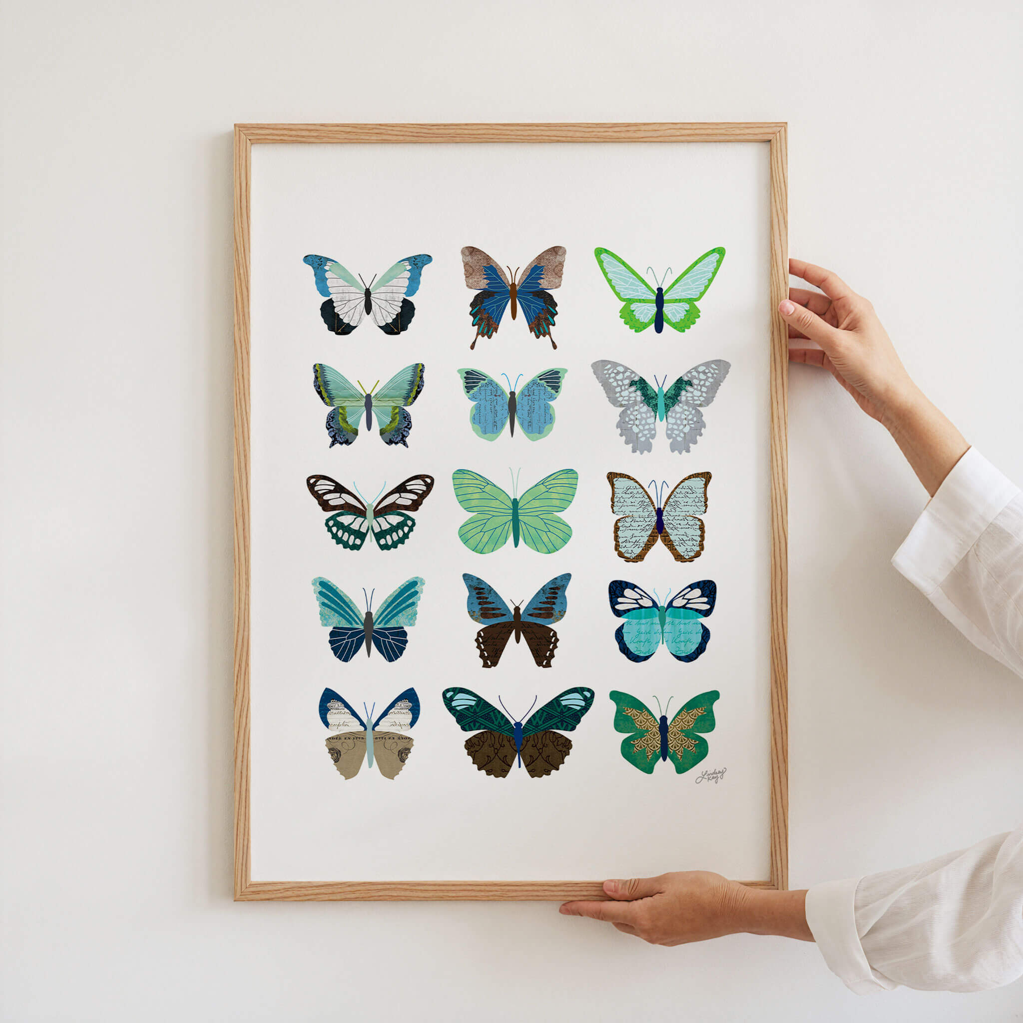 Colorful Butterflies Collage - Art Print