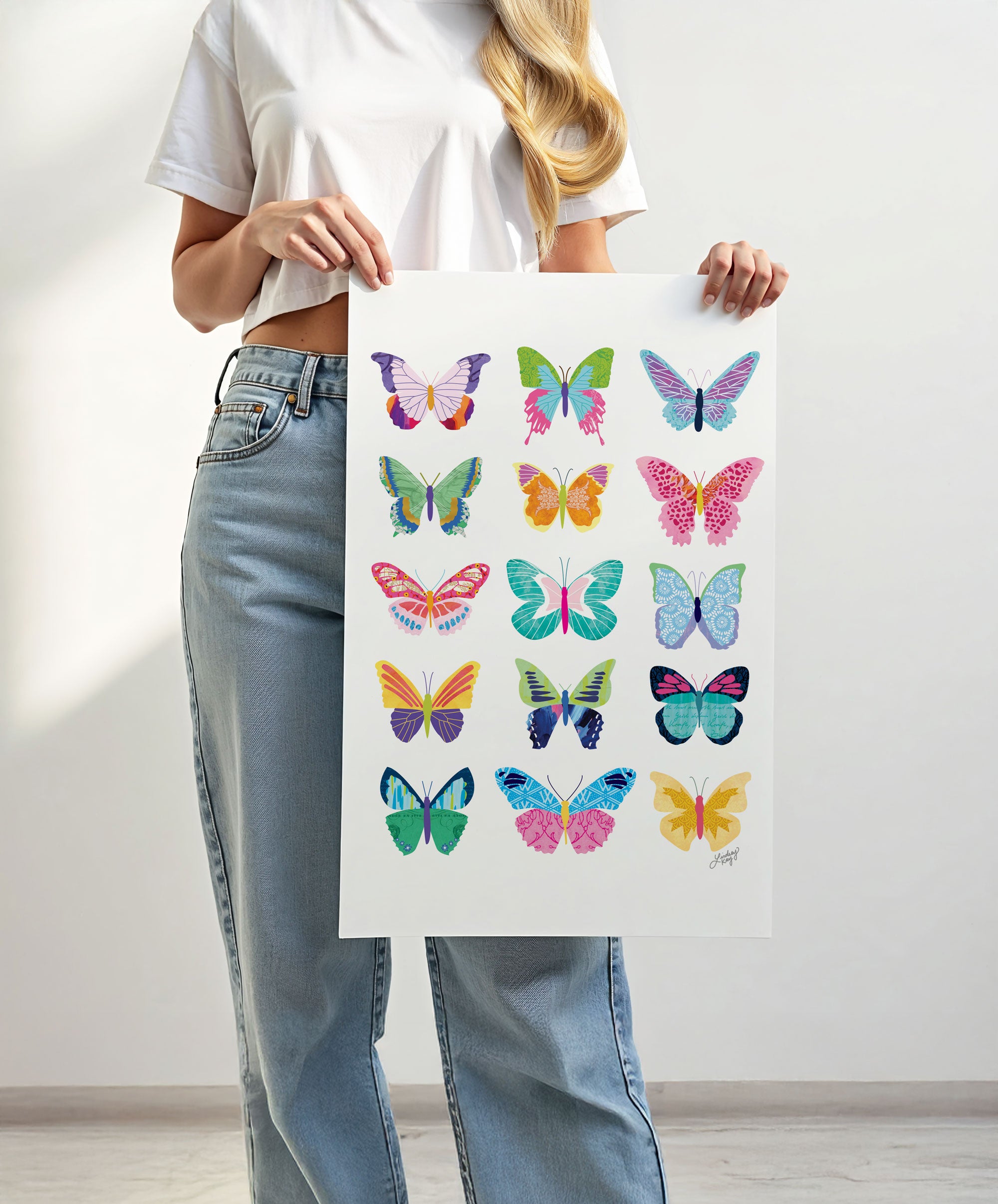 Colorful Butterflies Collage - Art Print