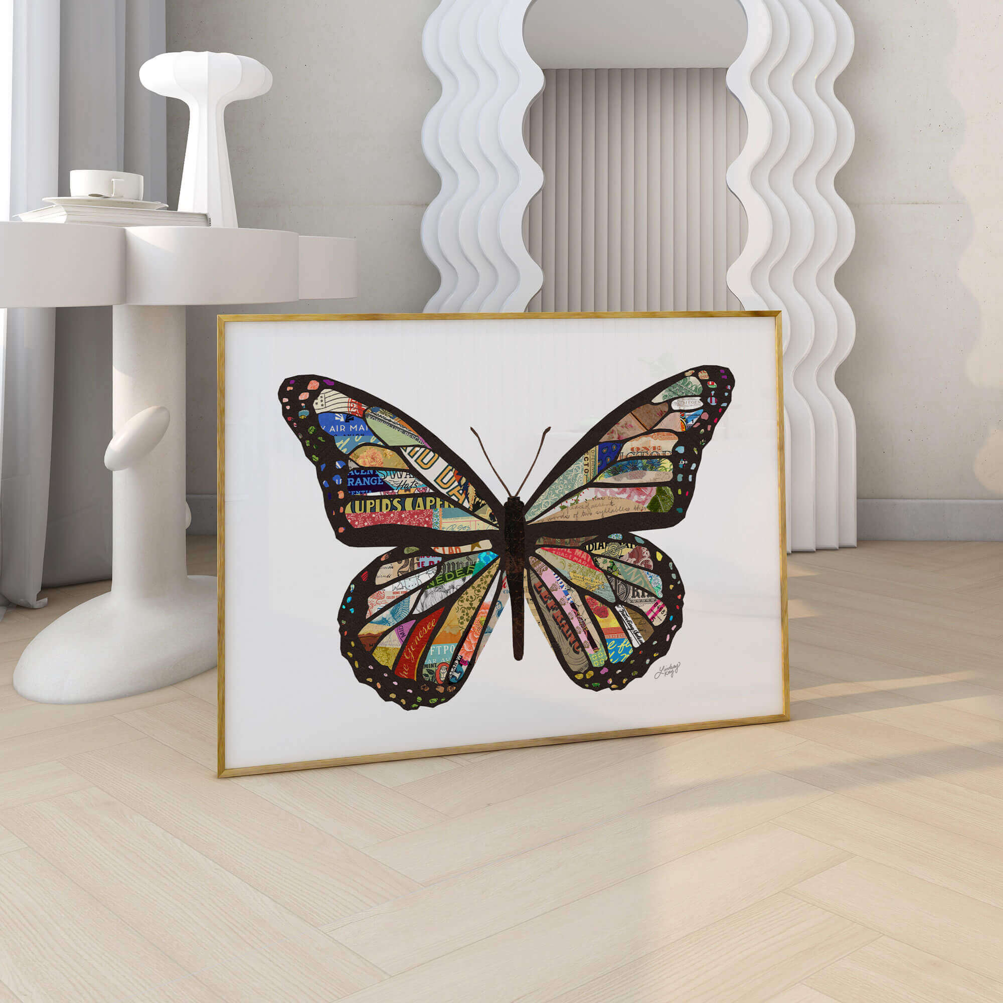 Ilustración de collage de mariposas - Impresión de arte
