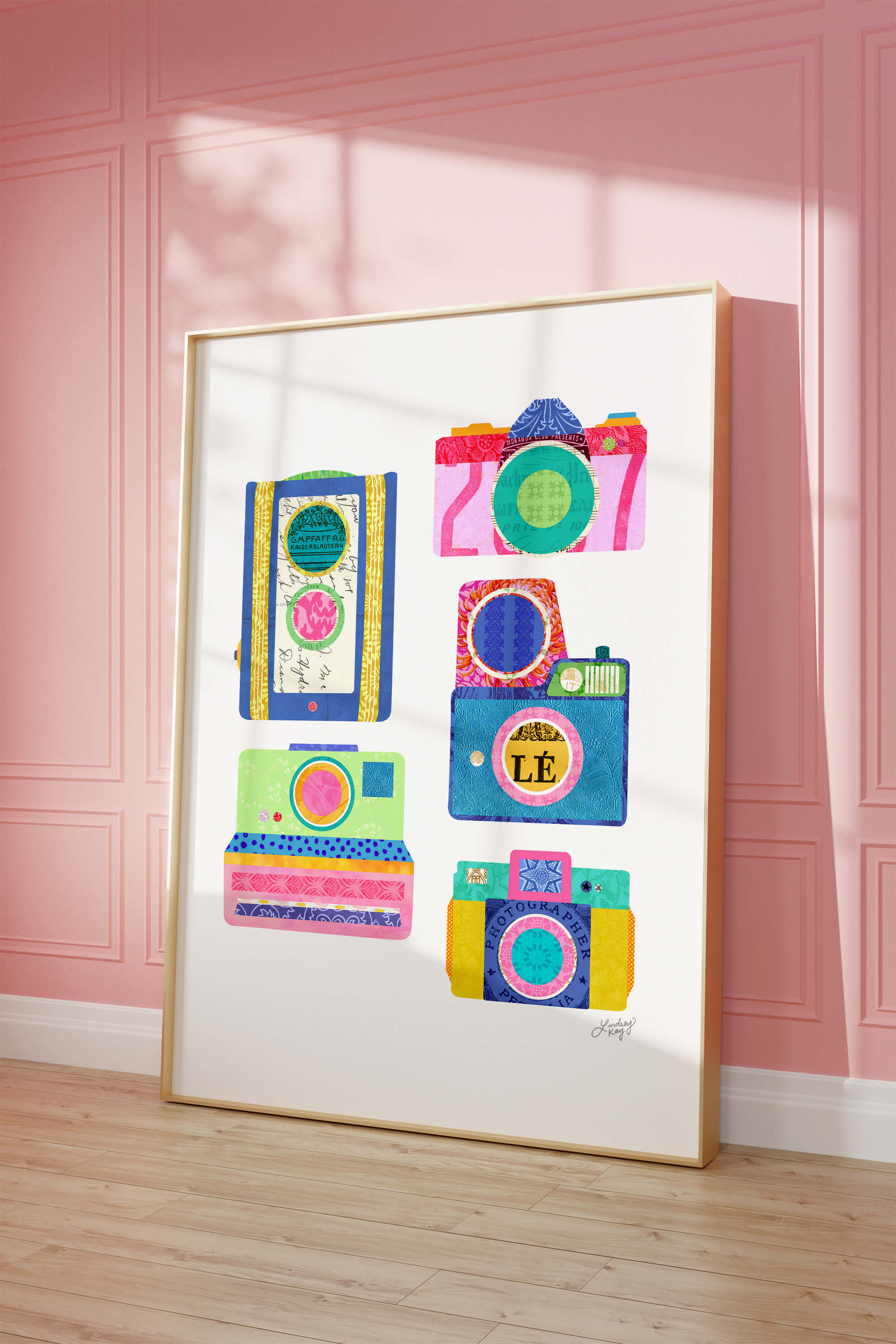 Colorful Vintage Cameras Collage - Art Print