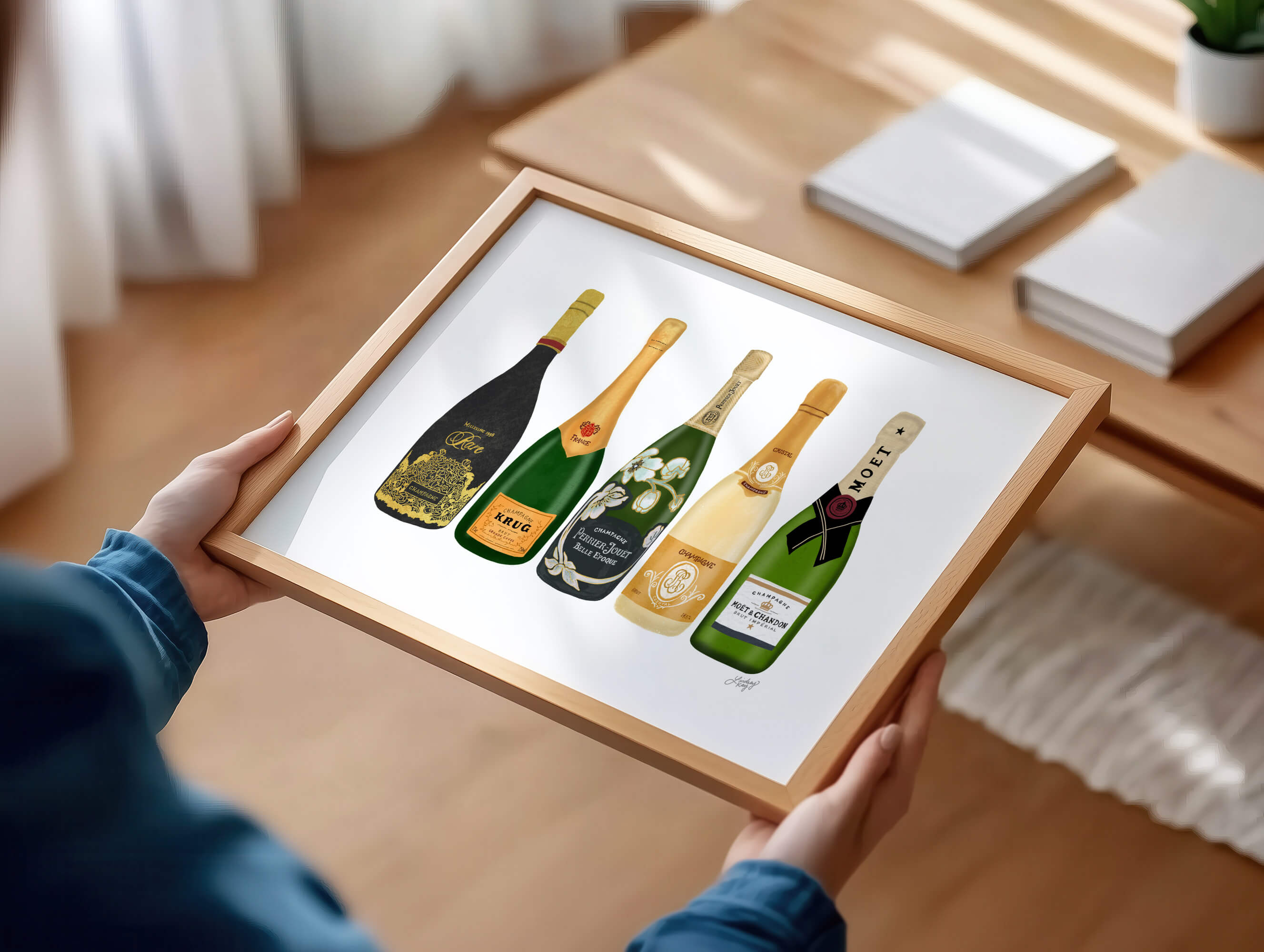 Champagne Bottles Illustration - Art Print
