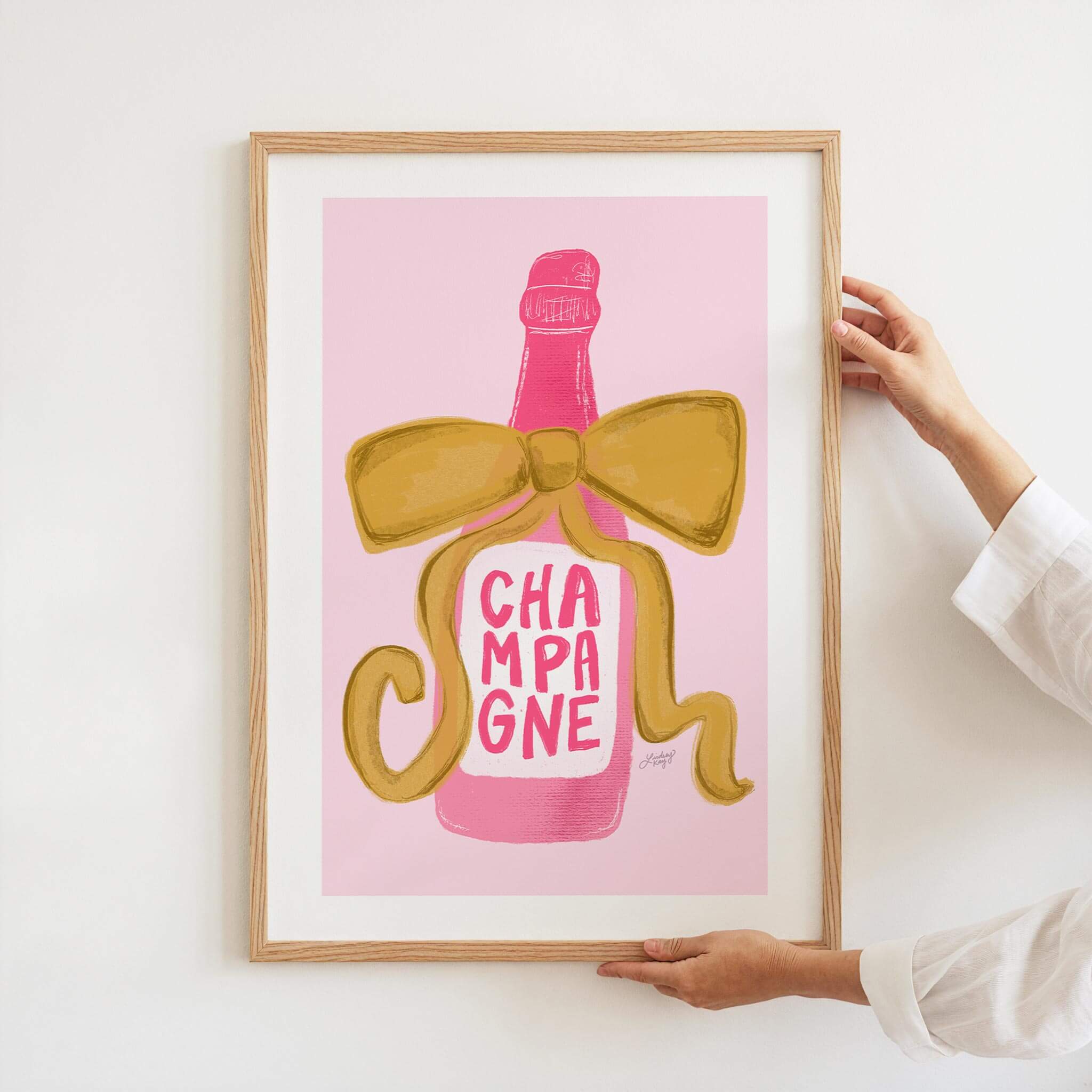 Botella de champán de cinta - Impresión de arte