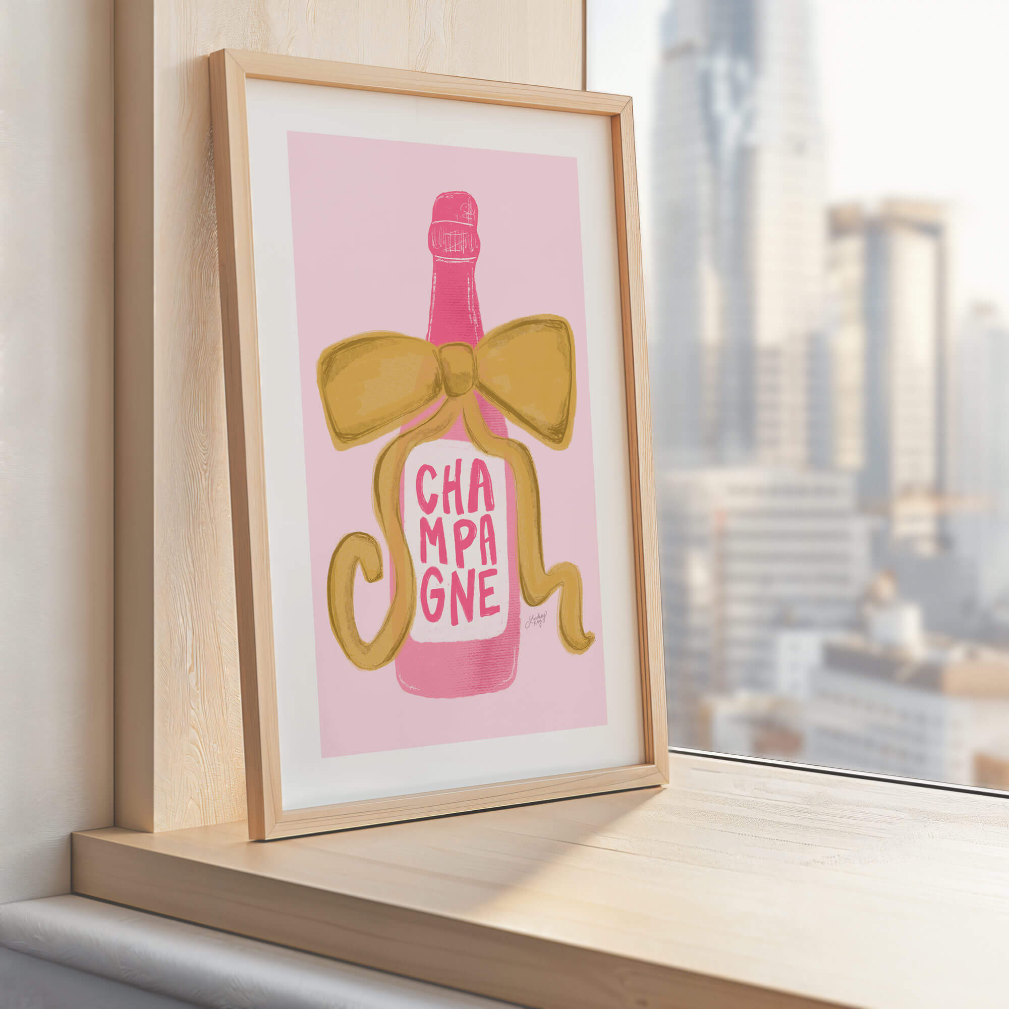 Botella de champán de cinta - Impresión de arte