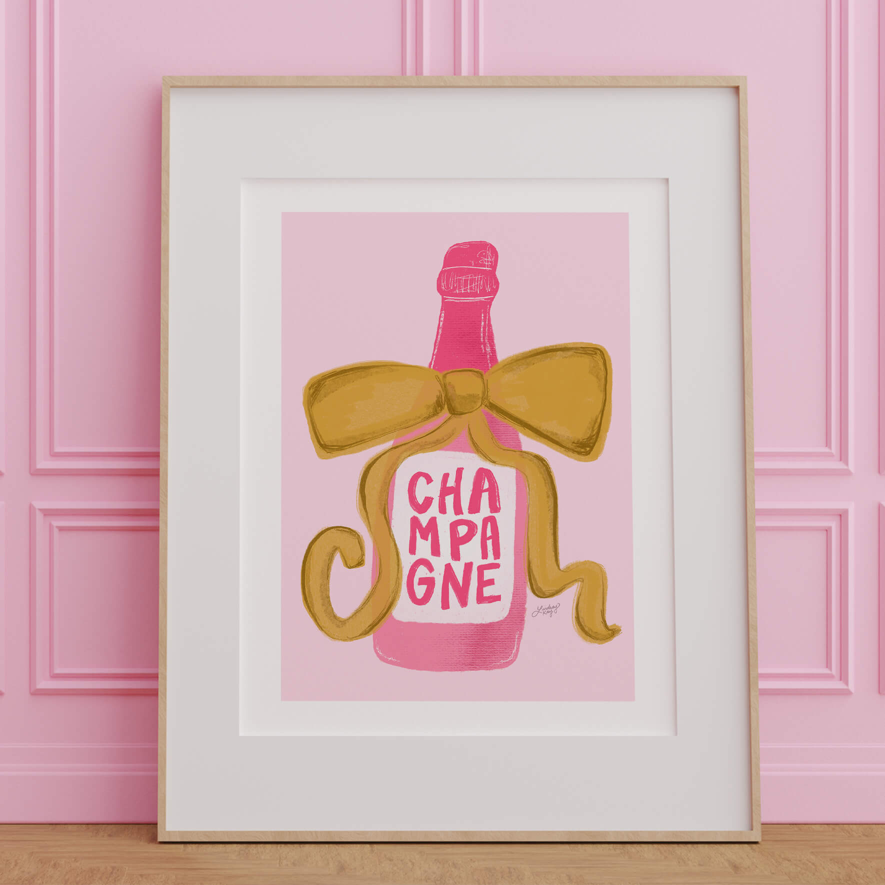 Ribbon Champagne Bottle - Art Print