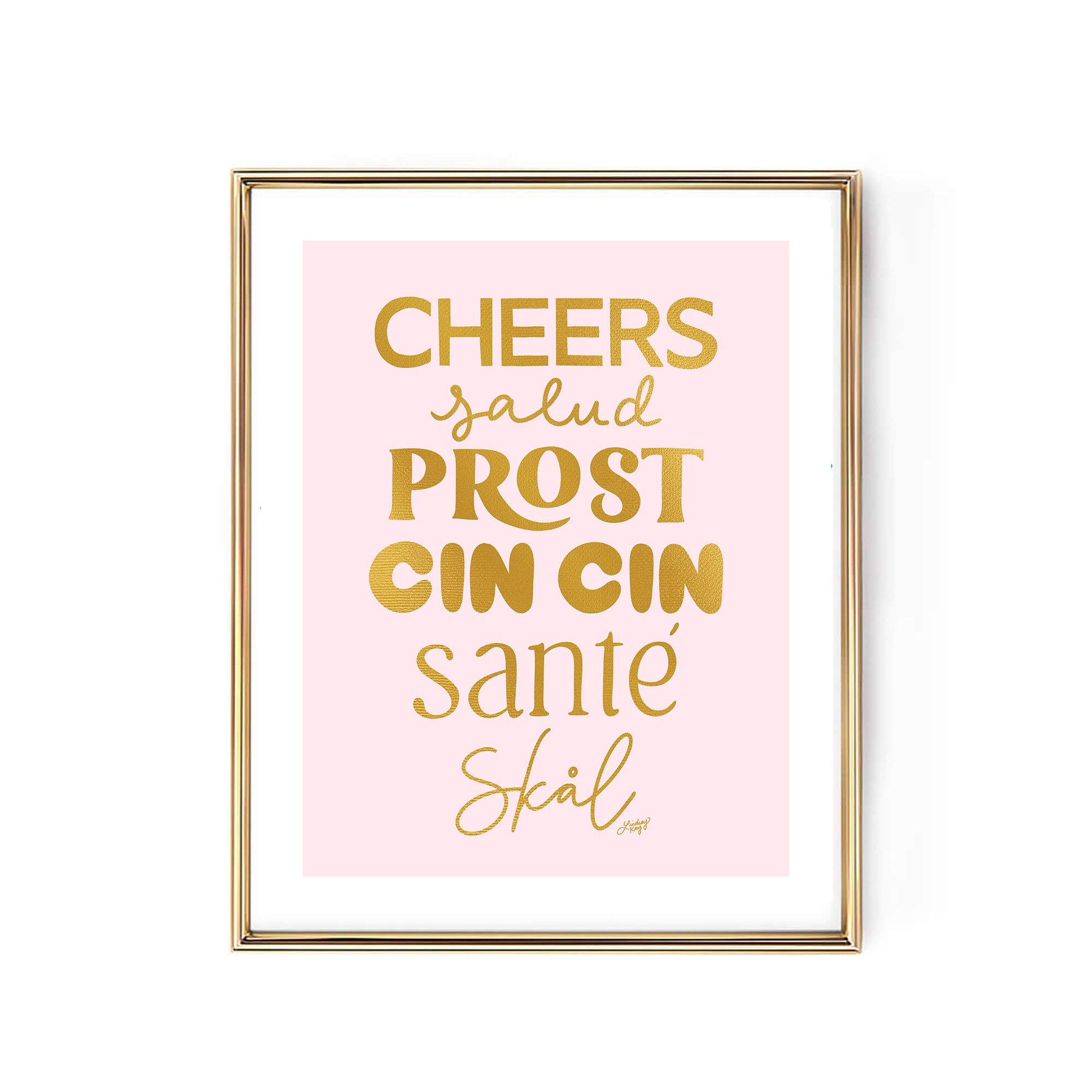 Cheers art print bar cart decor poster hand drawn typography champagne celebrate house warming gift lindsey kay collective