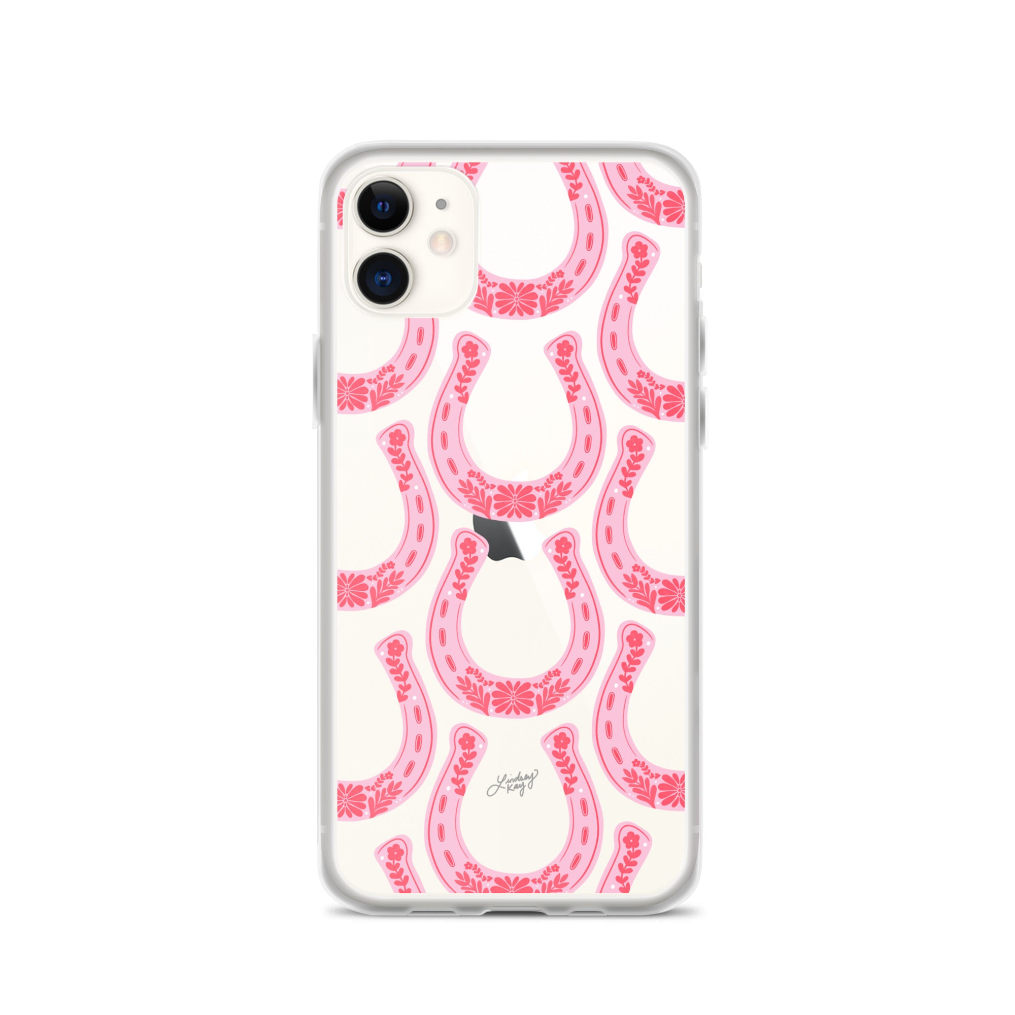 Pink Floral Horseshoe Illustration - Clear Case for iPhone®