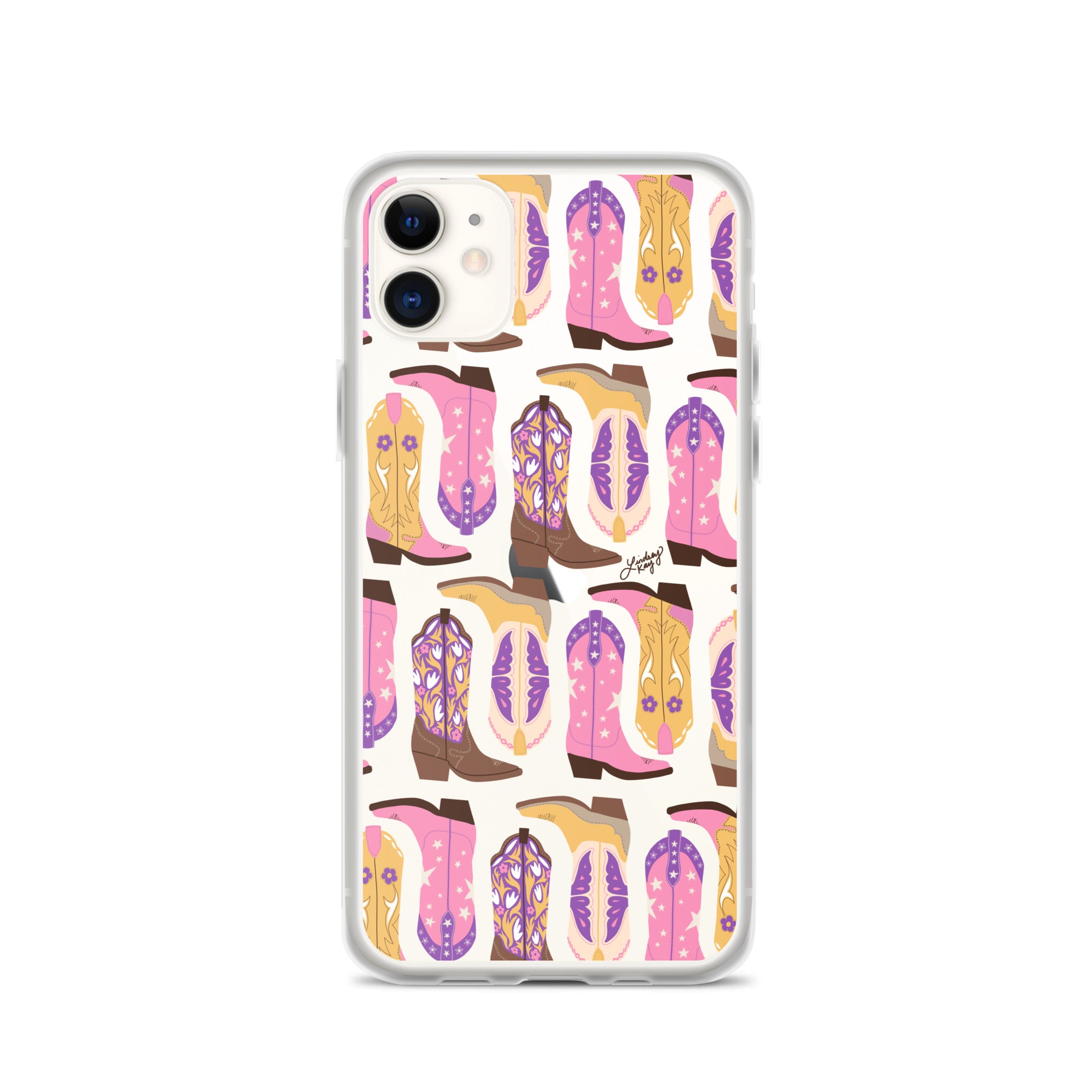 Ilustración de botas de vaquero (rosa/morado/amarillo) - Funda transparente para iPhone®