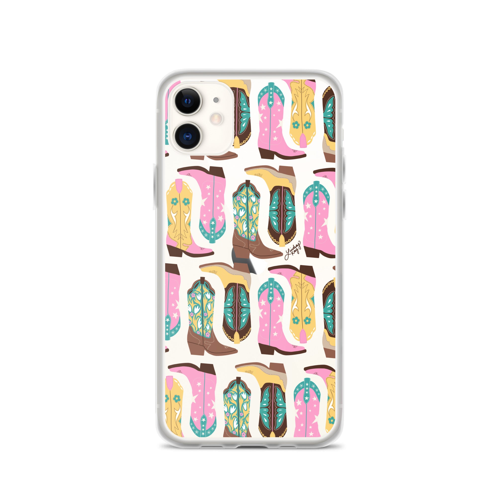 Ilustración de botas de vaquero (rosa/turquesa/amarillo) - Funda transparente para iPhone®
