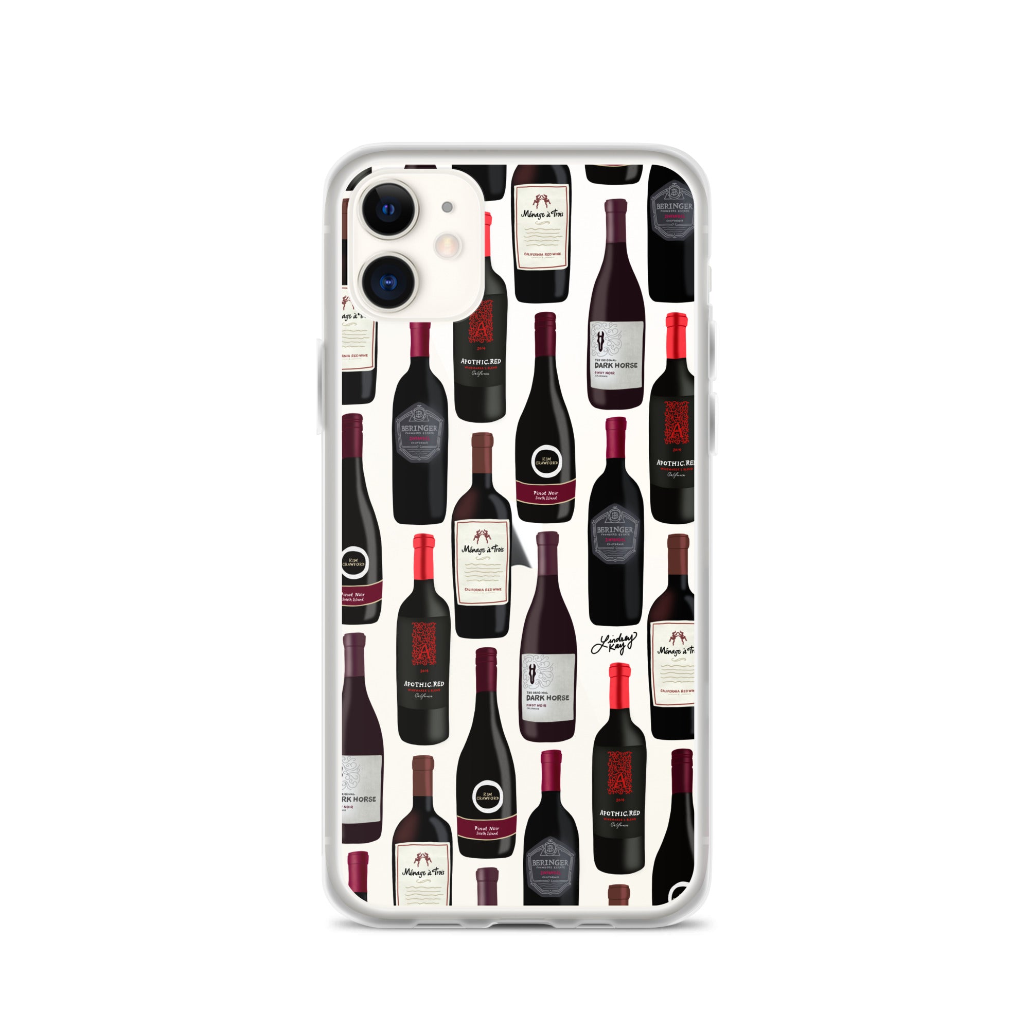 Red Wine Bottles Illustration - Clear Case for iPhone®