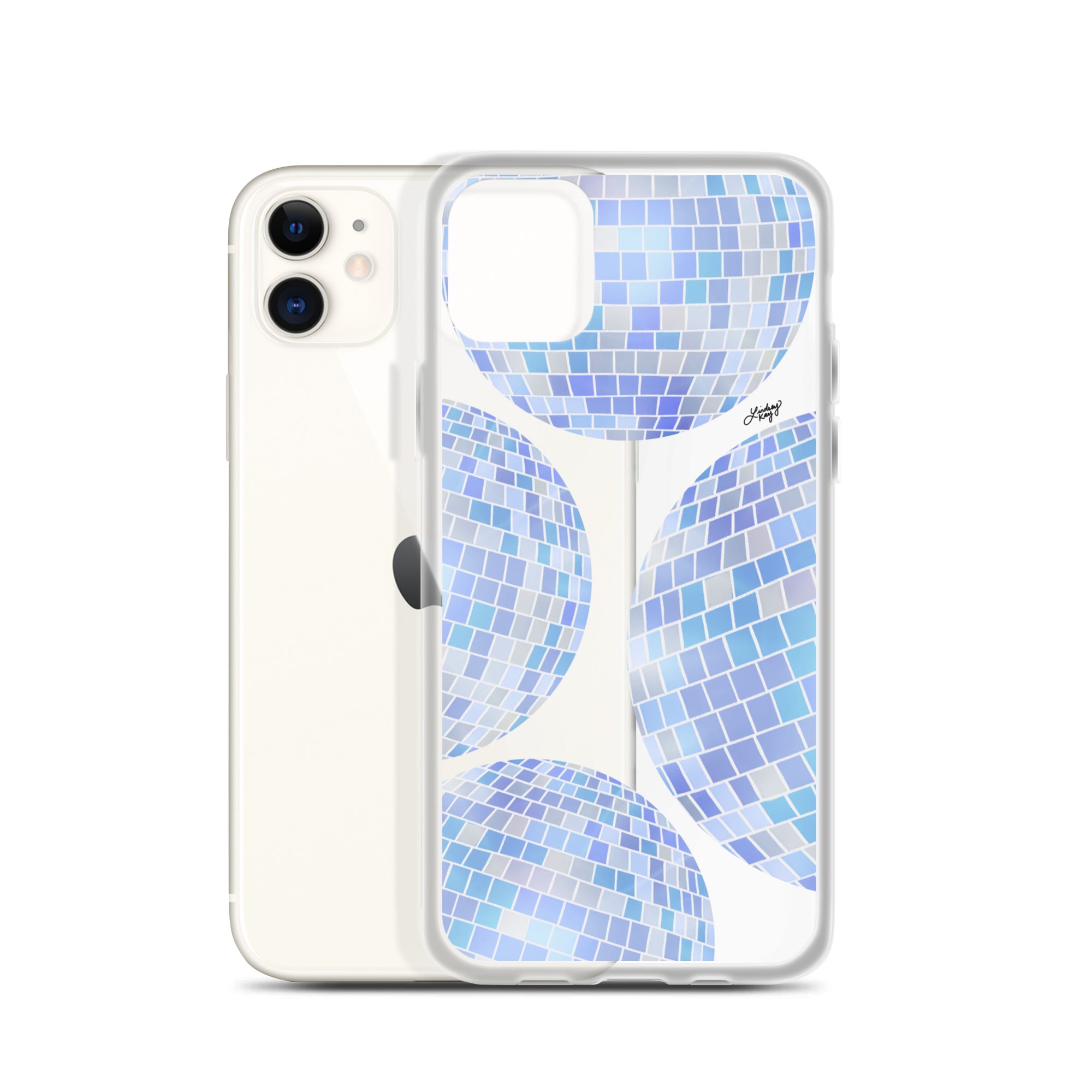 Ilustración de bolas de discoteca azules - Funda transparente para iPhone®