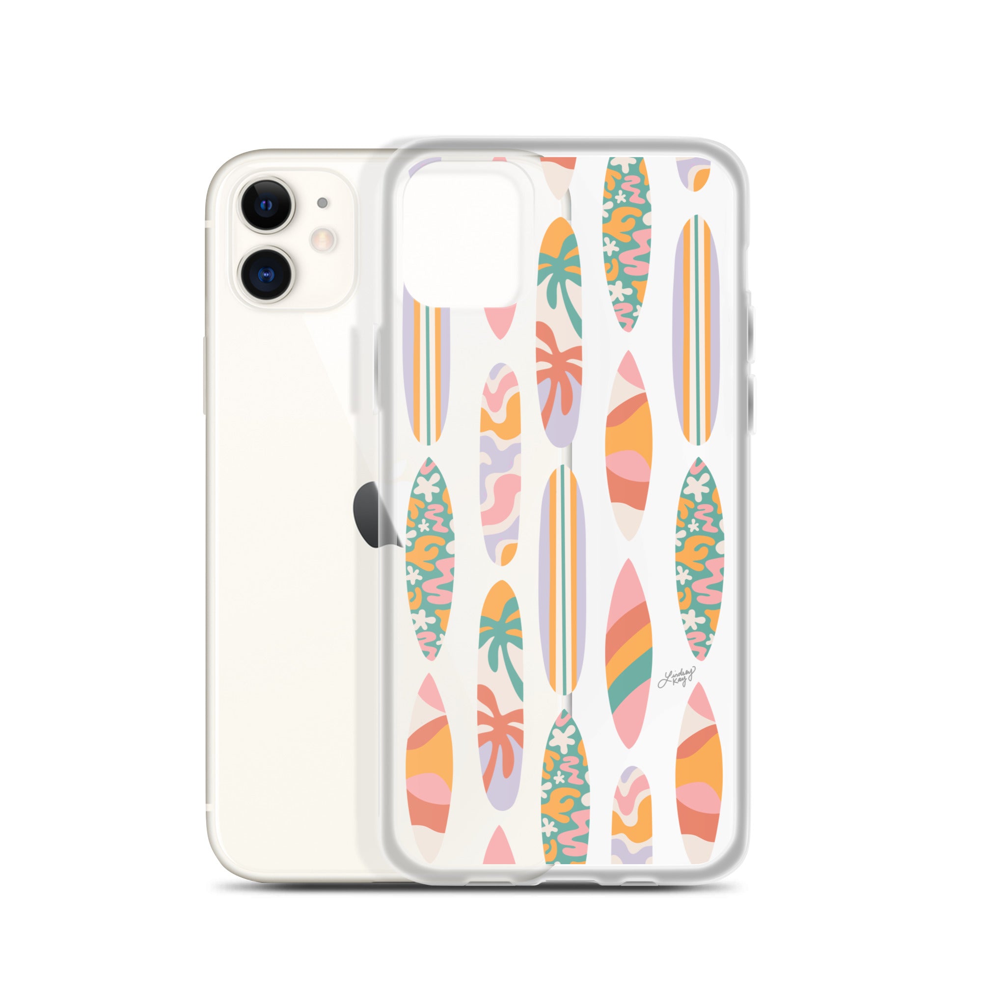 Patrón de ilustración de tablas de surf - Transparente Funda para iPhone®