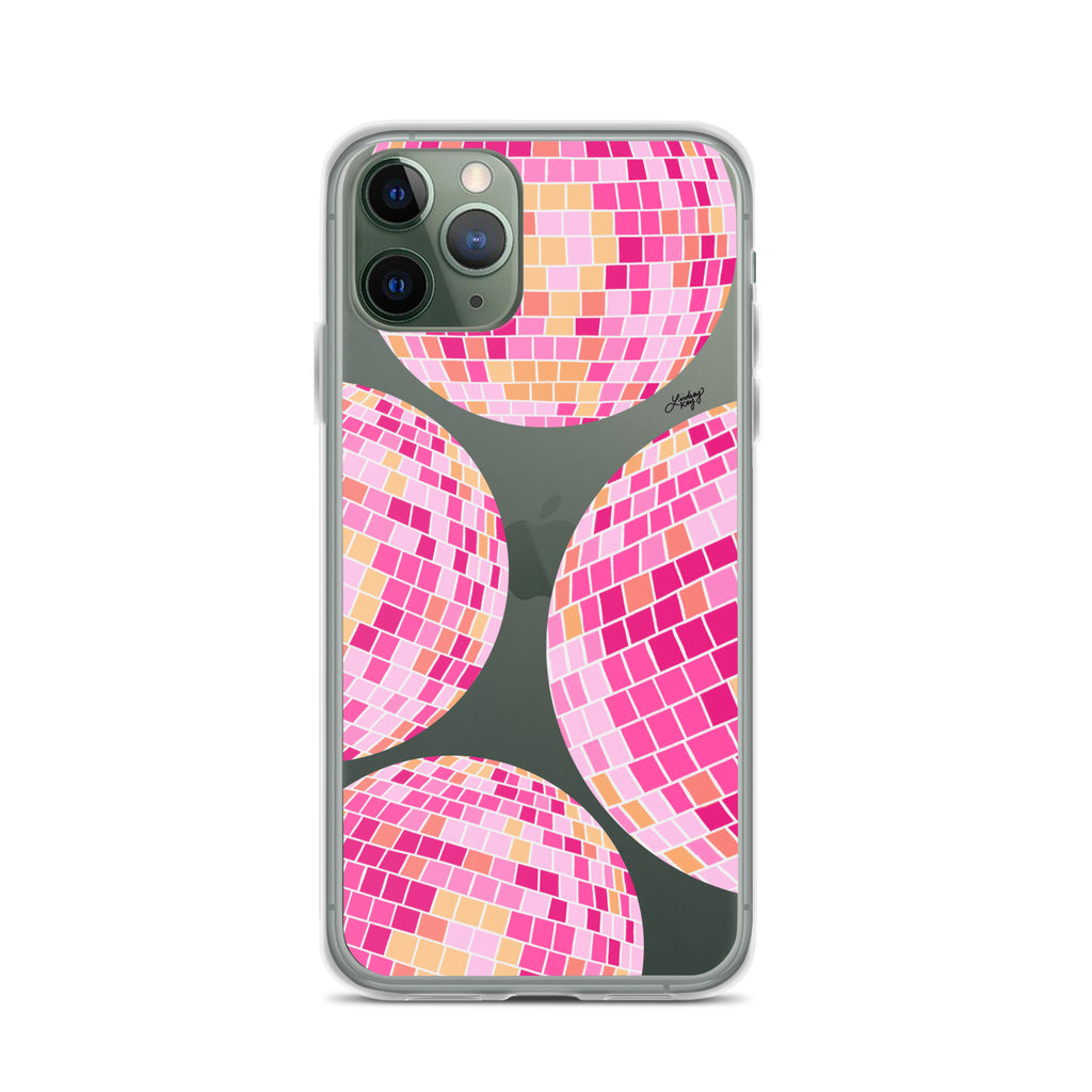 Pink/Yellow Disco Balls Illustration - Clear Case for iPhone®
