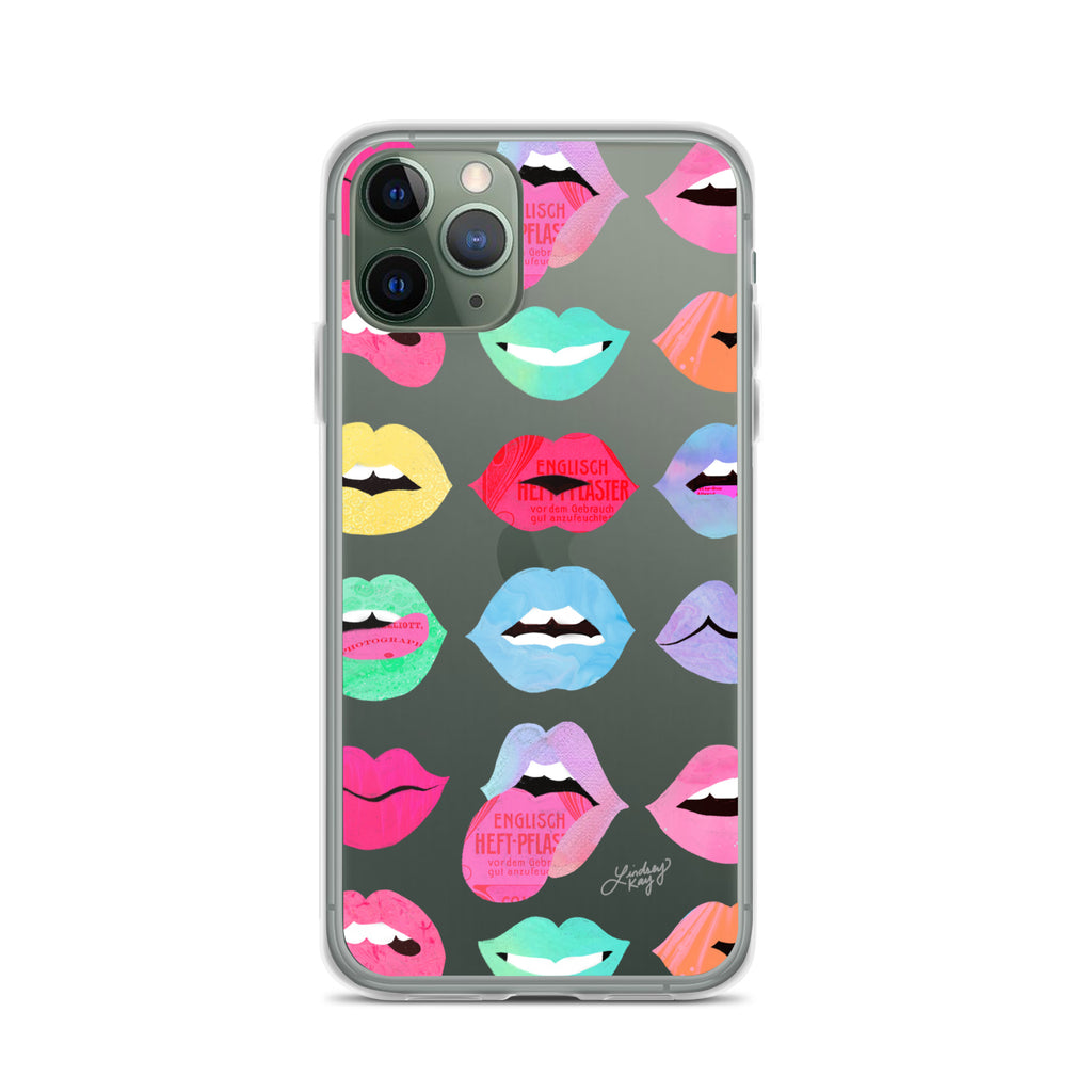 rainbow colorful lips of love iphone clear case protector cover illustration trendy lindsey kay collective