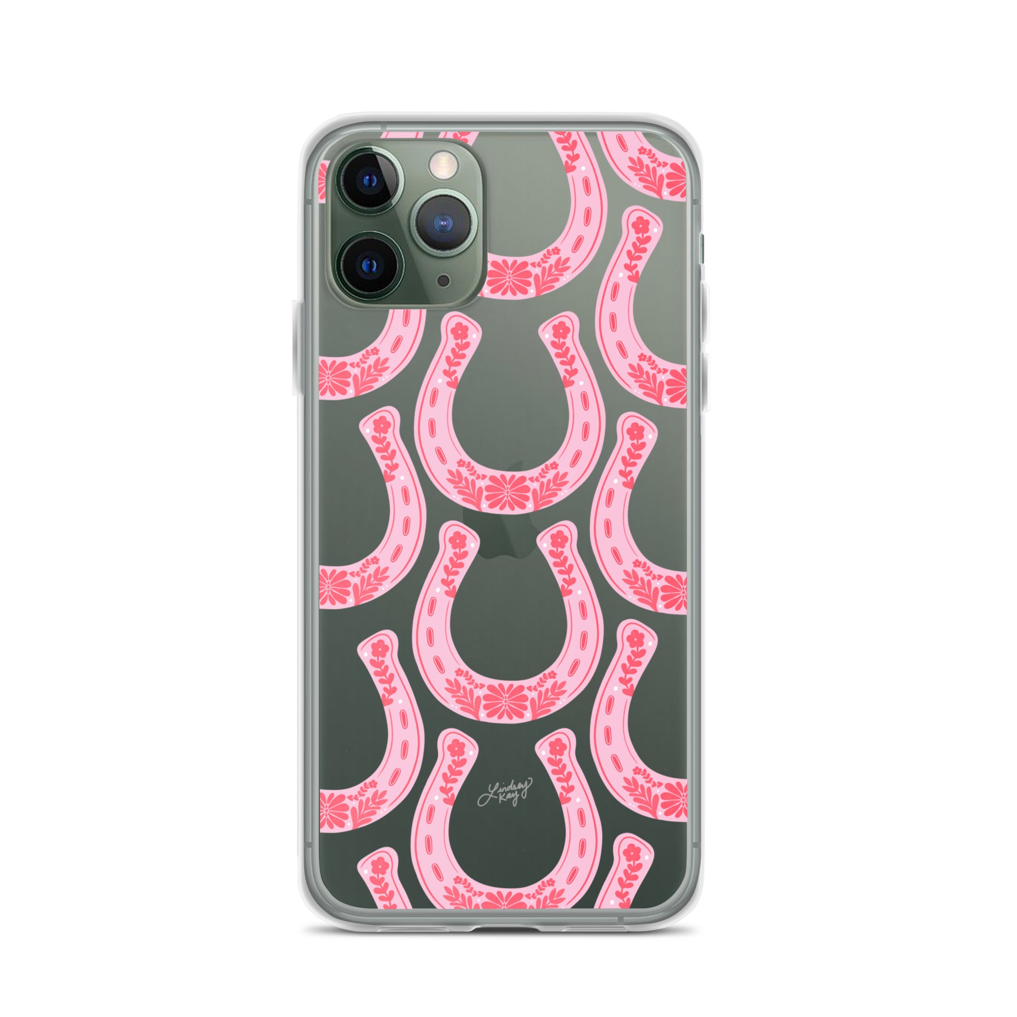 Pink Floral Horseshoe Illustration - Clear Case for iPhone®