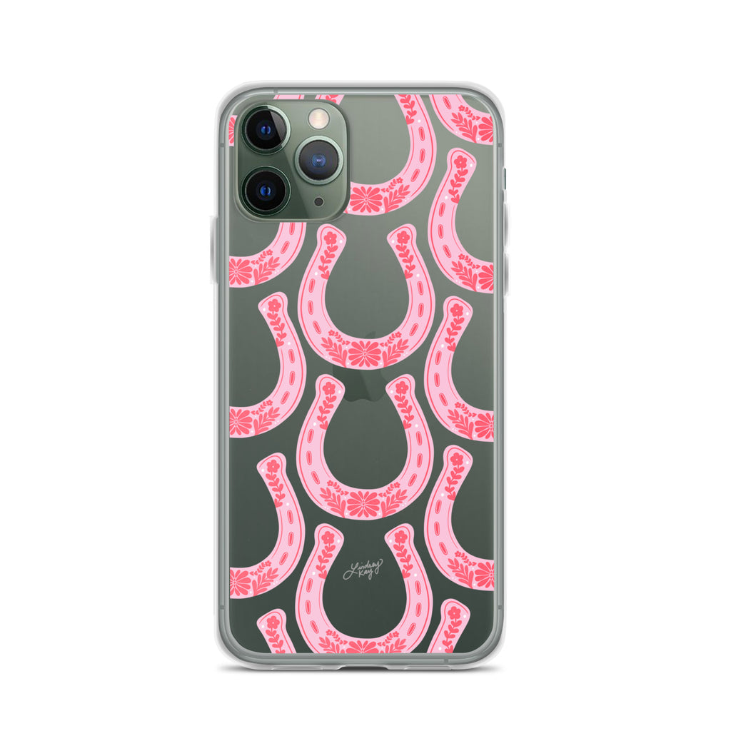 Pink Floral Horseshoe Illustration - Clear Case for iPhone®
