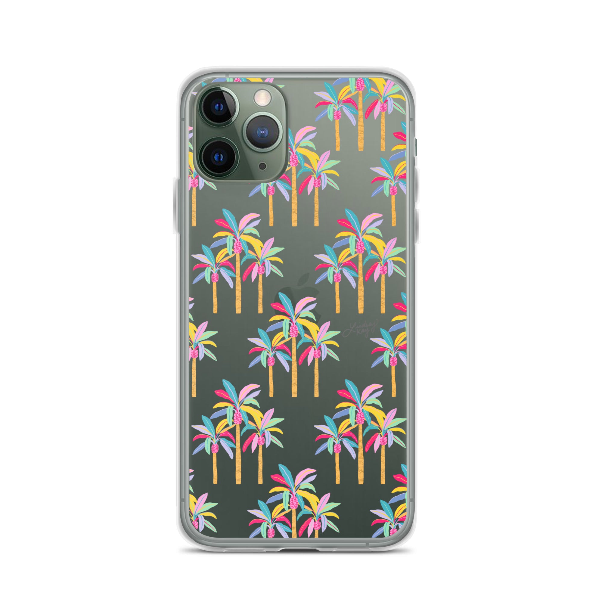 pastel palm tree illustration pattern design iphone case phone protector tropical cute colorful lindsey kay collective