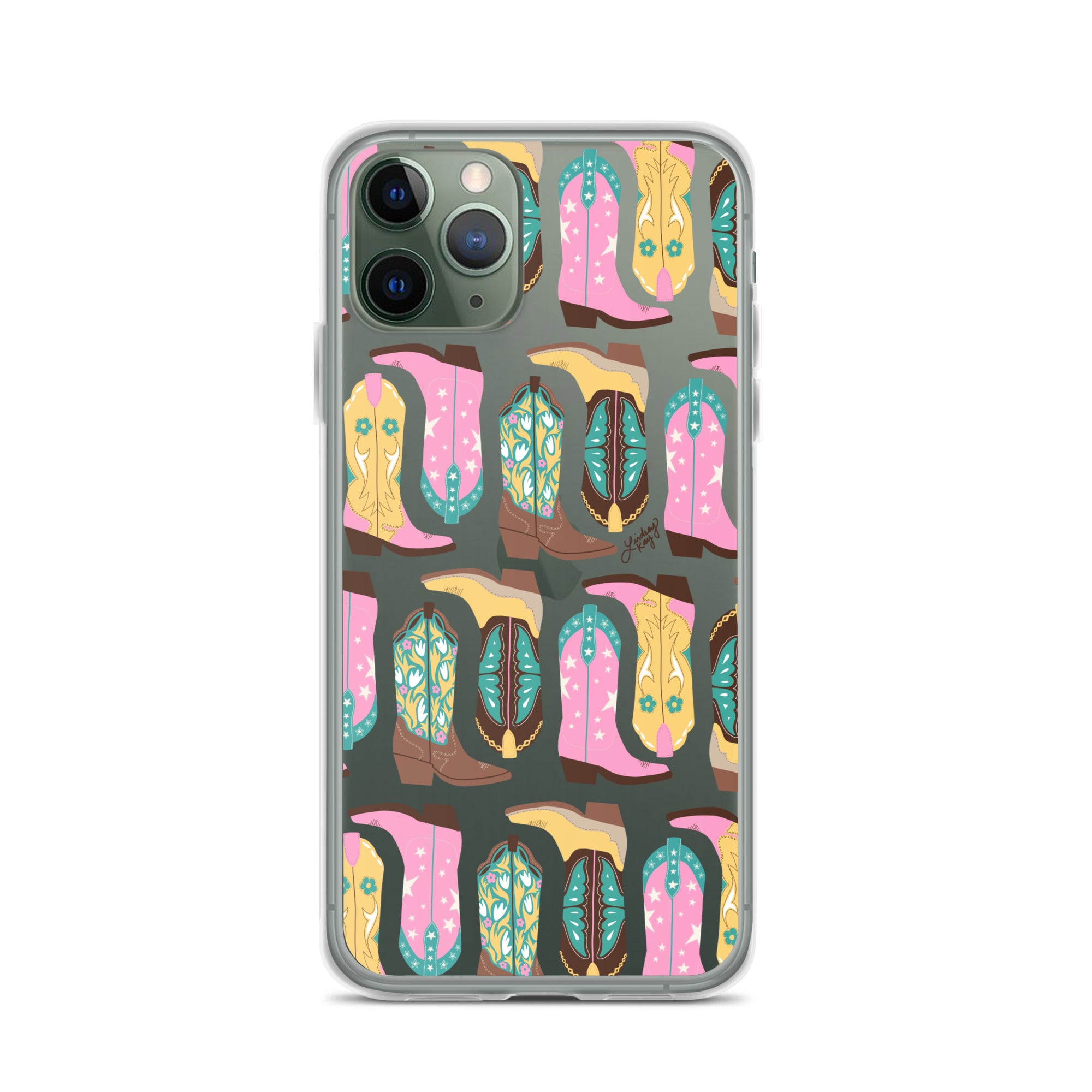 Ilustración de botas de vaquero (rosa/turquesa/amarillo) - Funda transparente para iPhone®