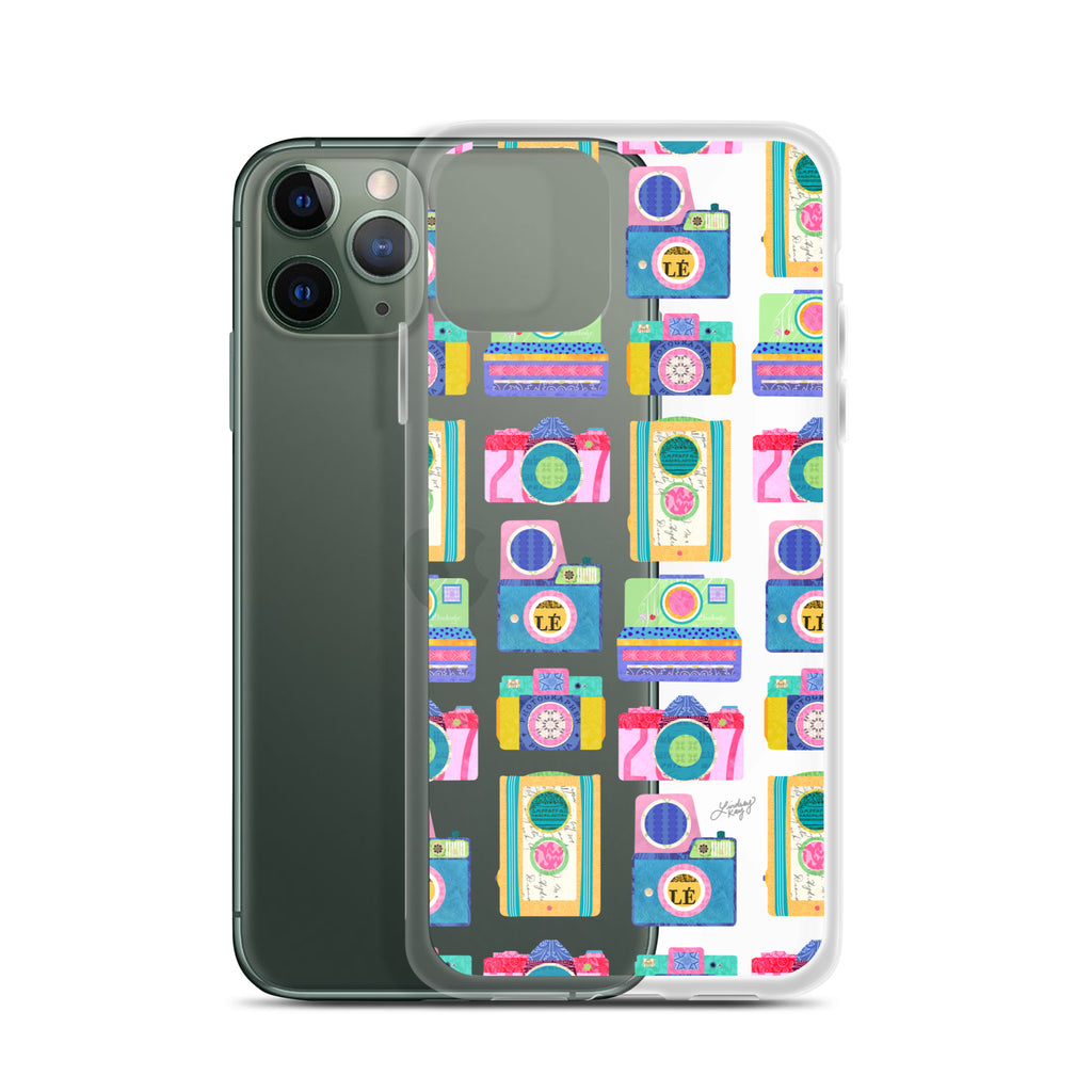 Colorful Vintage Cameras Illustration - Clear Case for iPhone®
