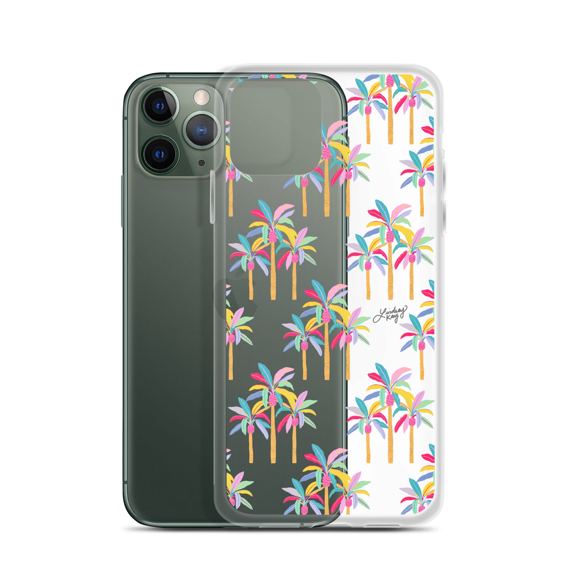 Motif palmier (palette pastel) - Coque transparente pour iPhone®