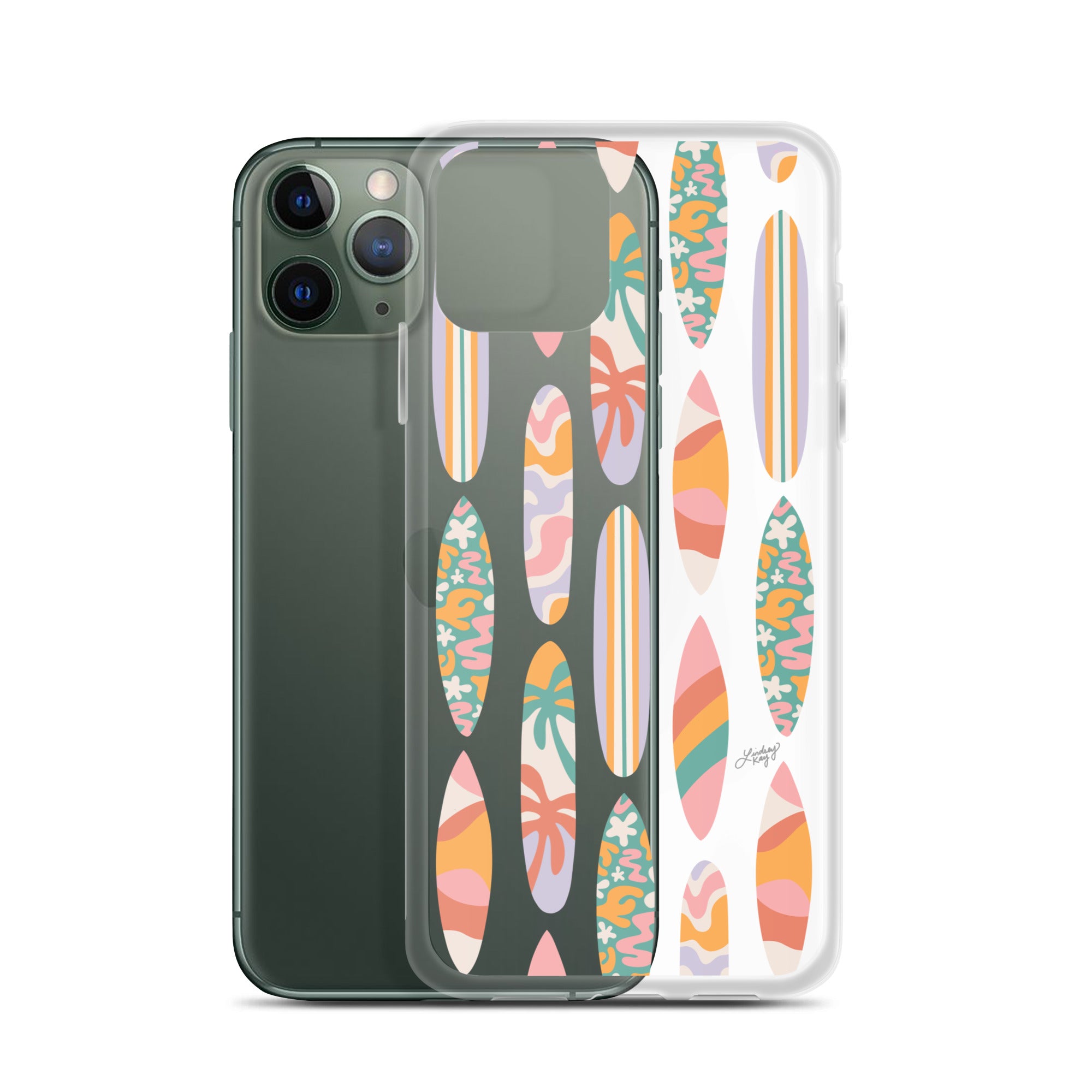 Patrón de ilustración de tablas de surf - Transparente Funda para iPhone®