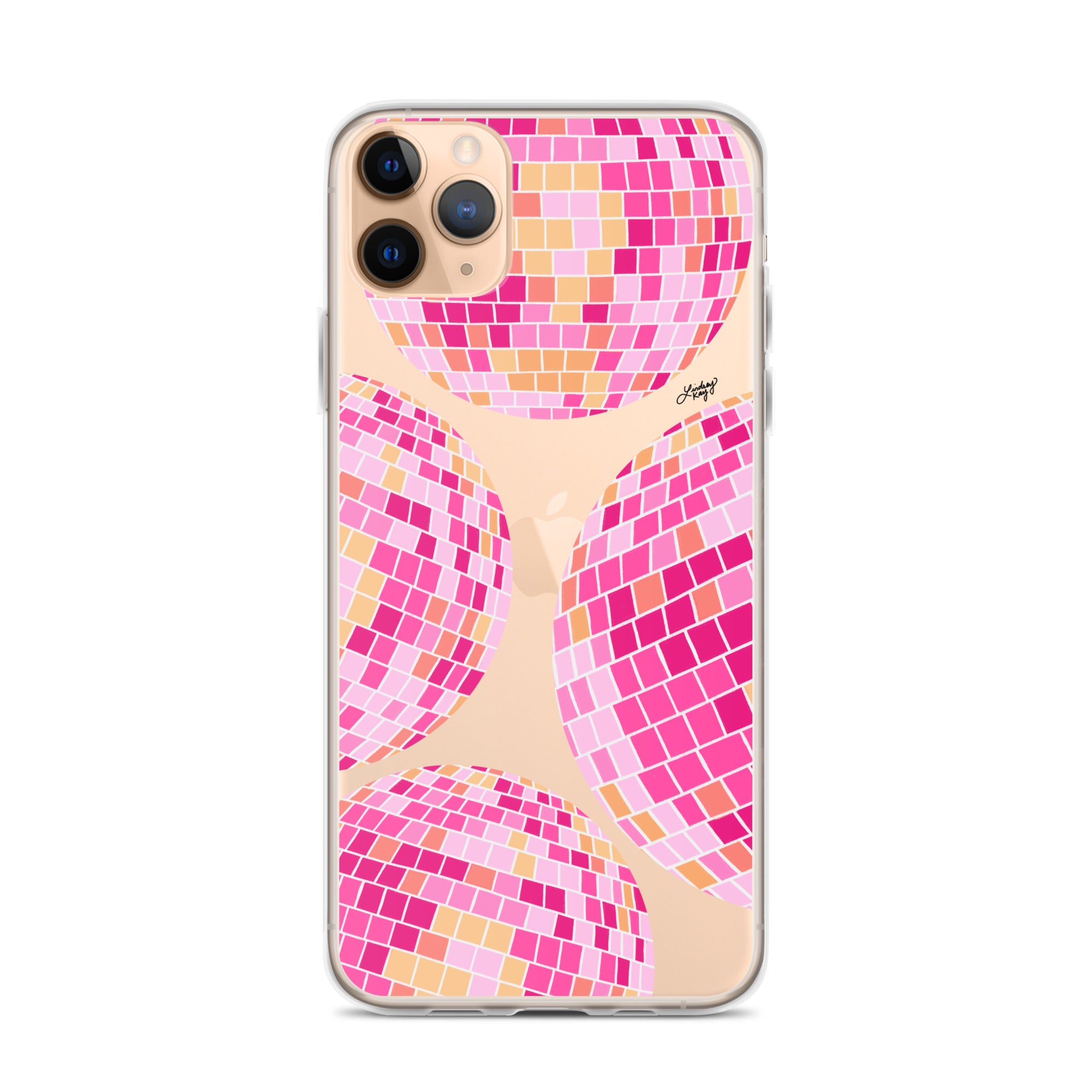 Ilustración de bolas de discoteca rosa/amarilla - Funda transparente para iPhone®