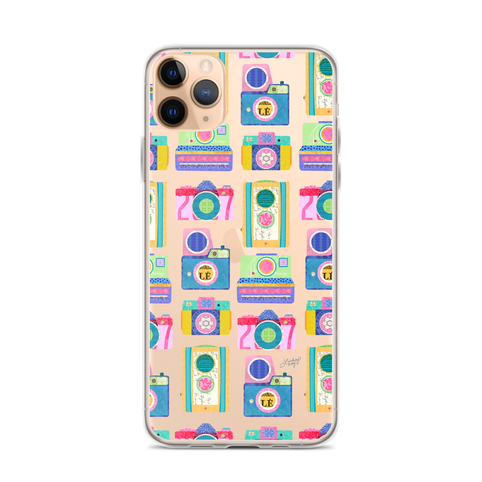 colorful camera polaroid illustration pattern clear iphone case cover trendy photographer gift lindsey kay collective